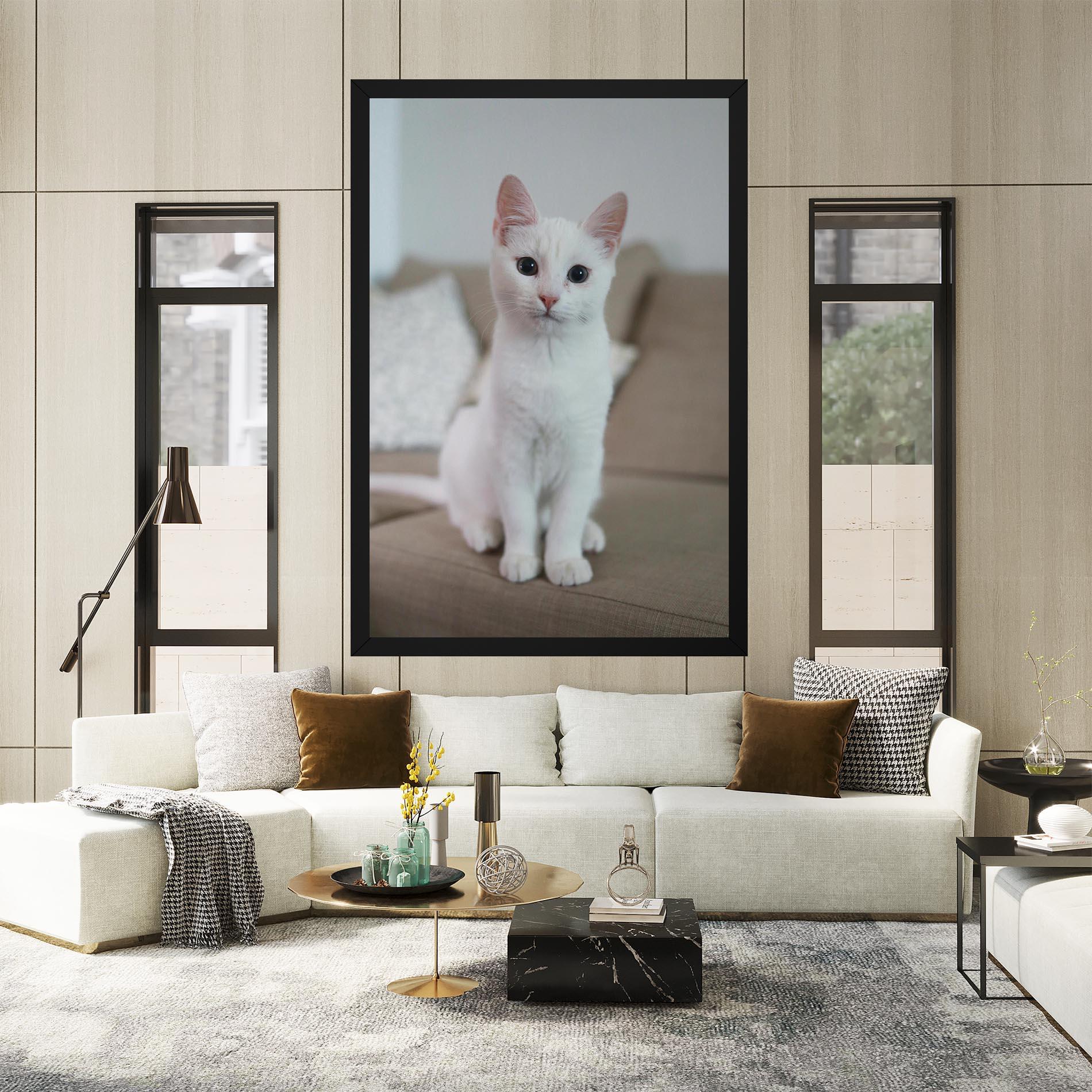Картина на платно Beautiful White Cat mockup 2