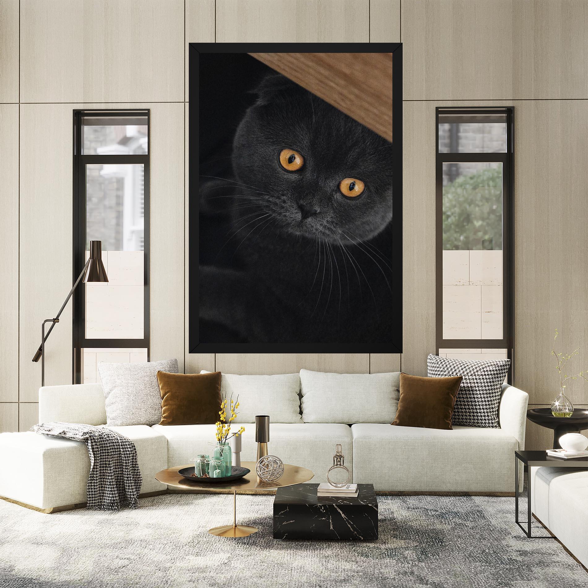 Картина на платно Grey Cat With Orange Eyes mockup 2