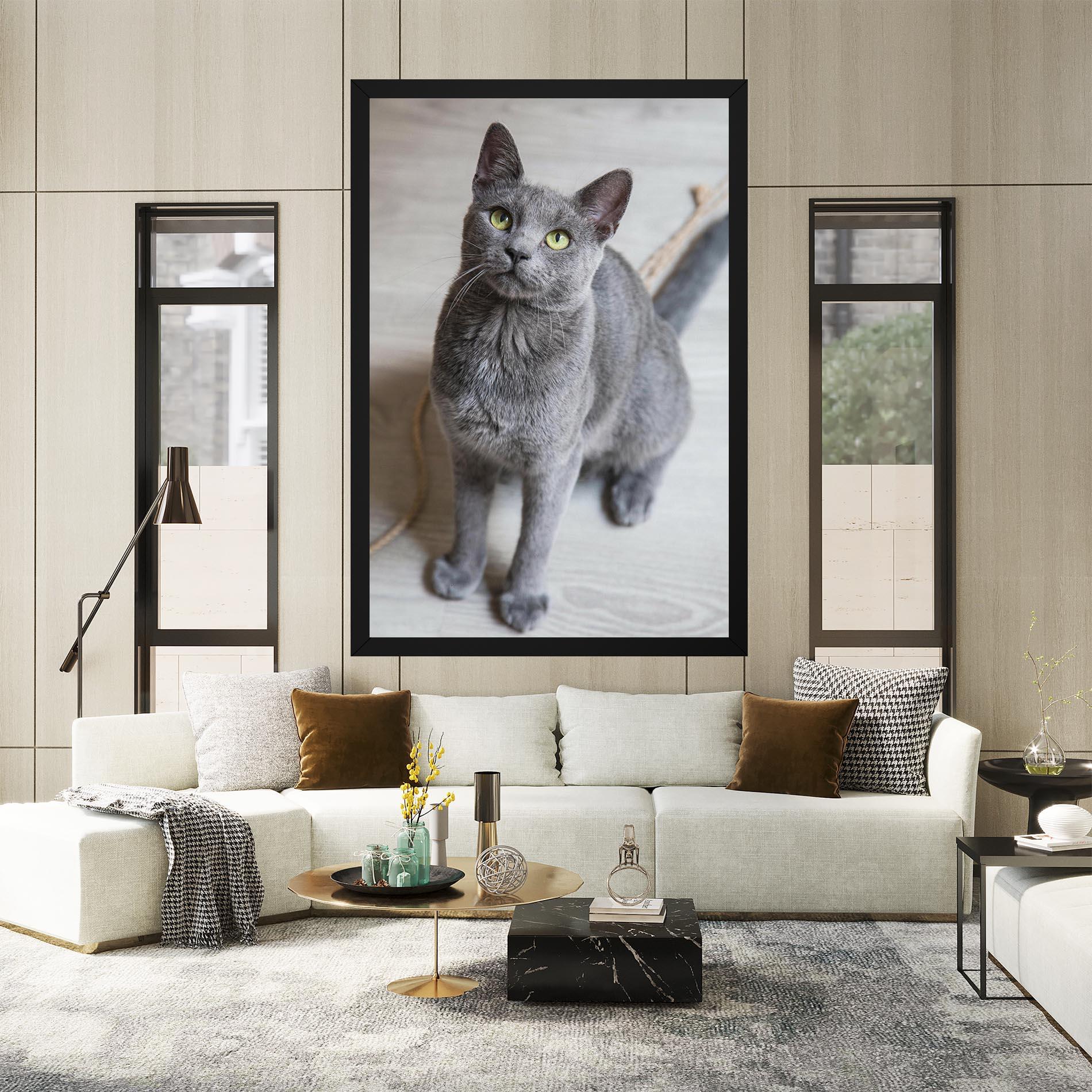 Картина на платно Grey Green Cat Eyes mockup 2