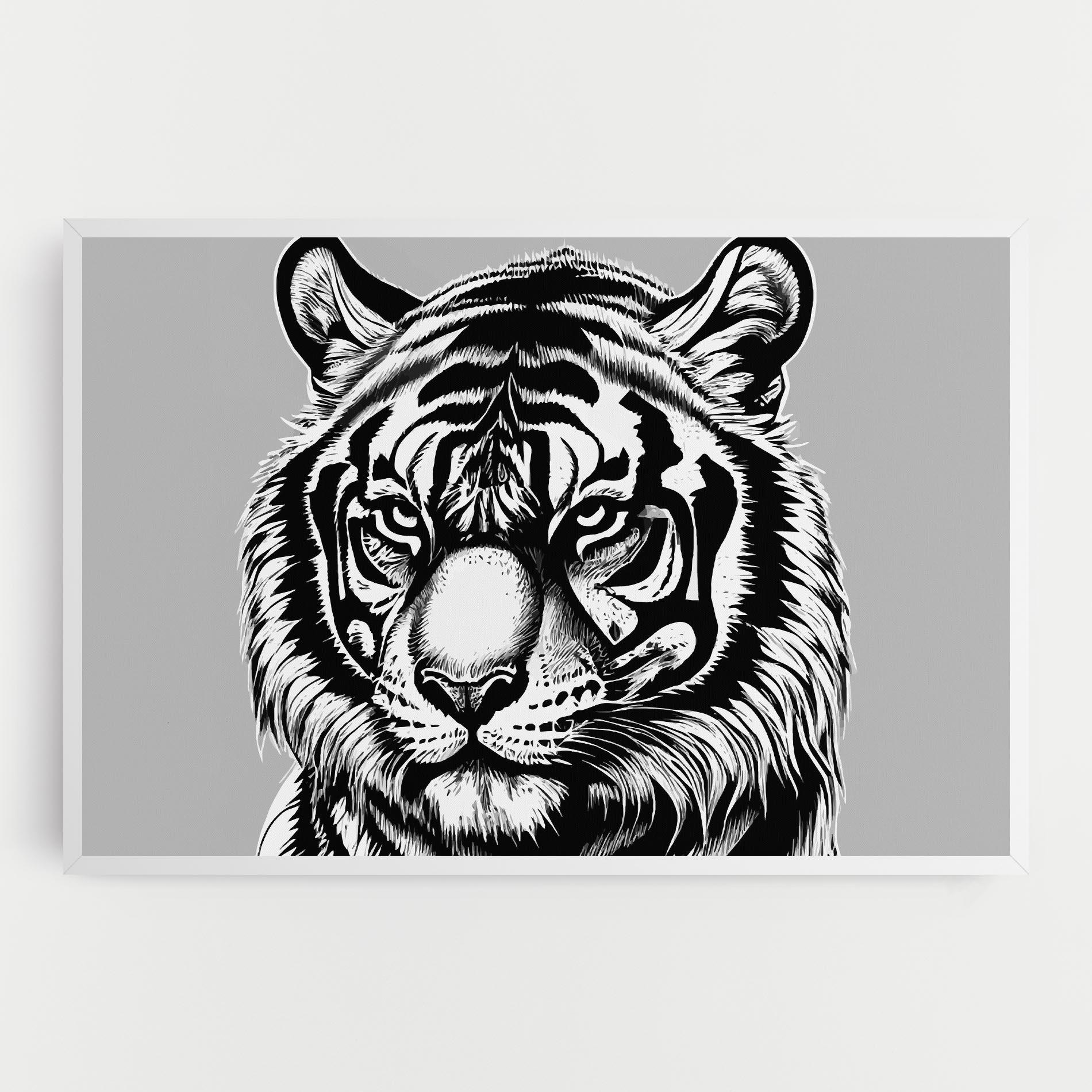 Картина на платно White Tiger Grey mockup 0