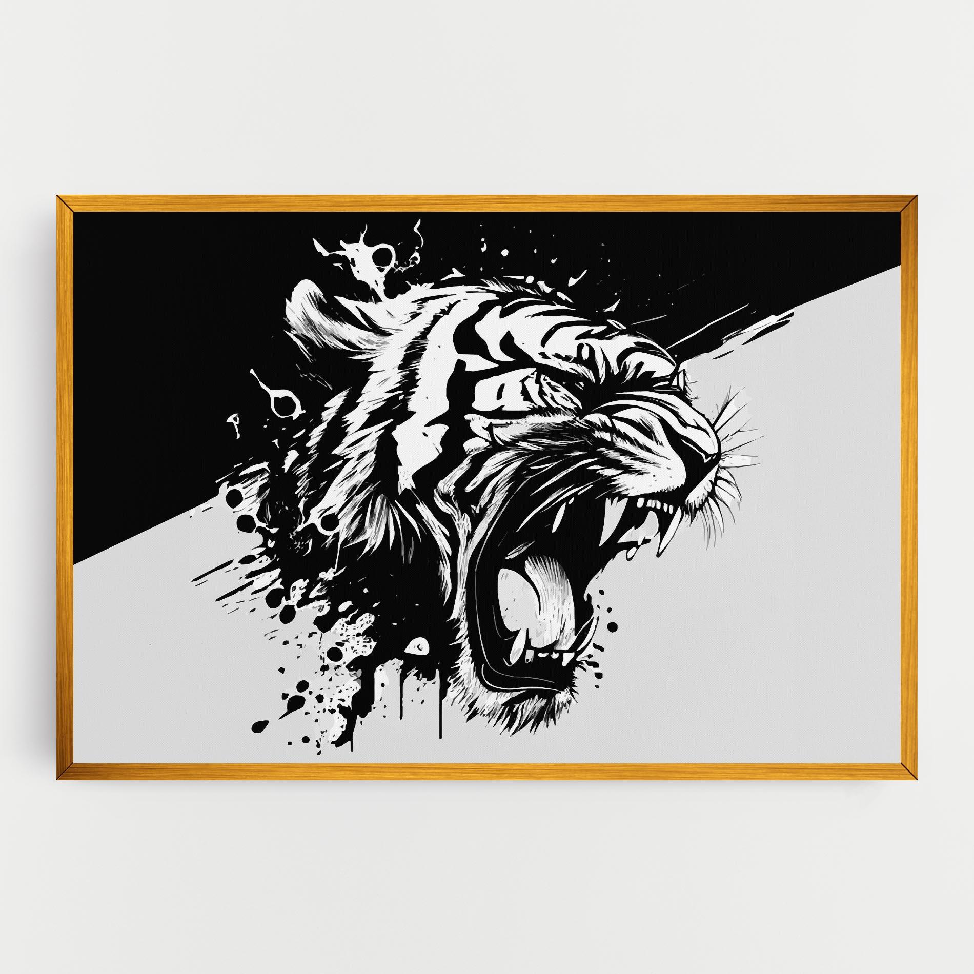 Картина на платно Black Grey Tiger mockup 0