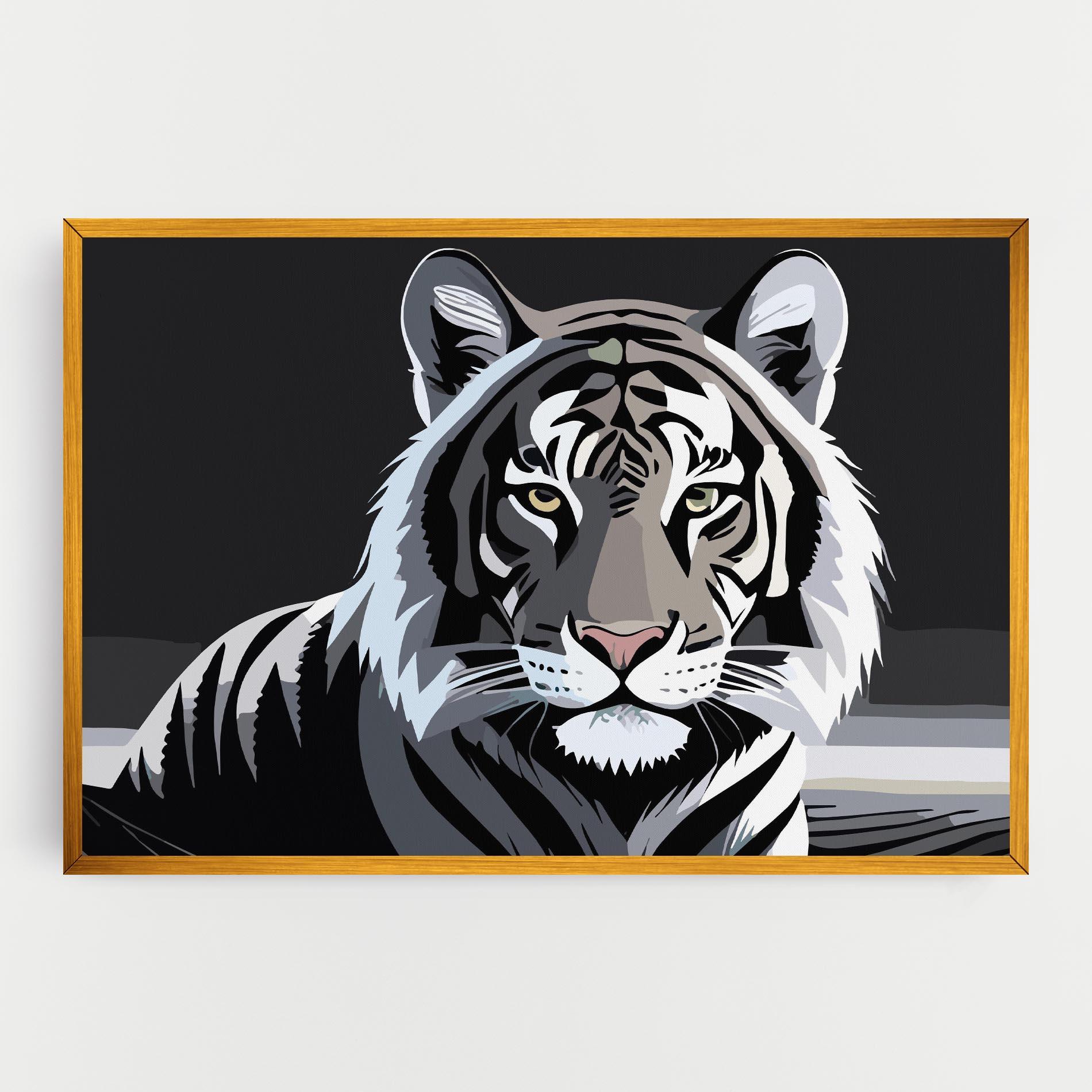 Картина на платно White Grey Tiger mockup 0