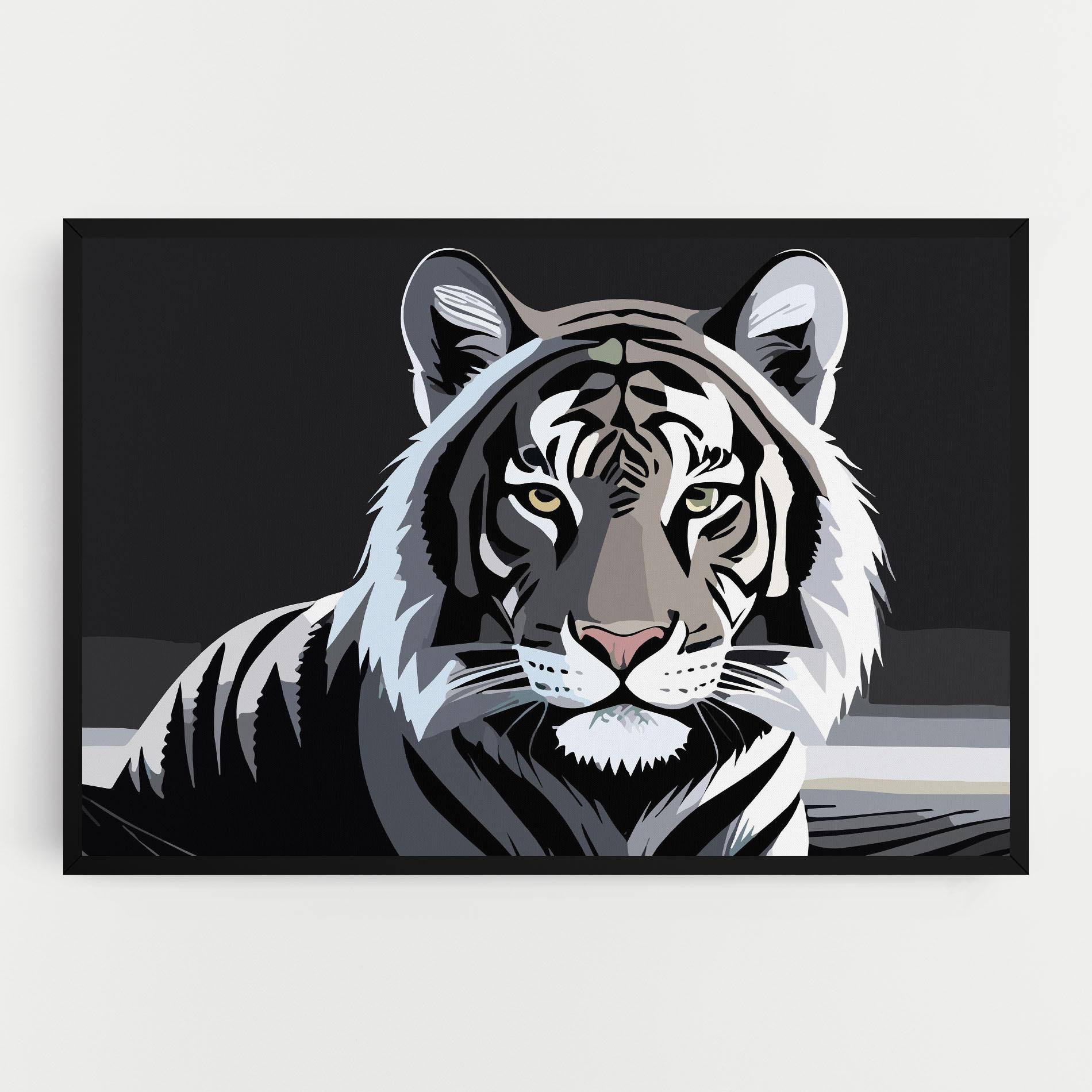 Картина на платно White Grey Tiger mockup 0