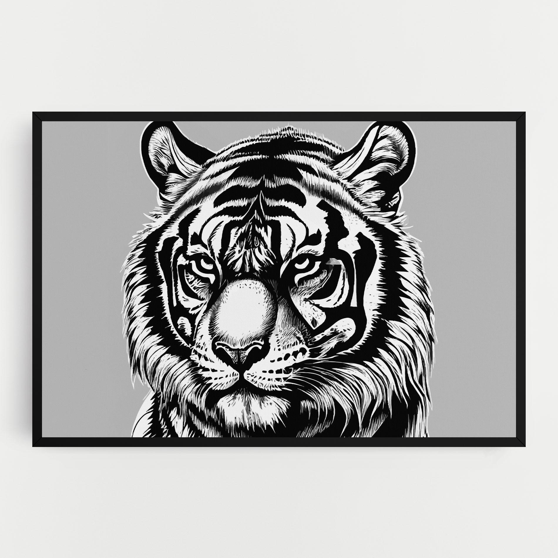 Картина на платно White Tiger Grey mockup 0
