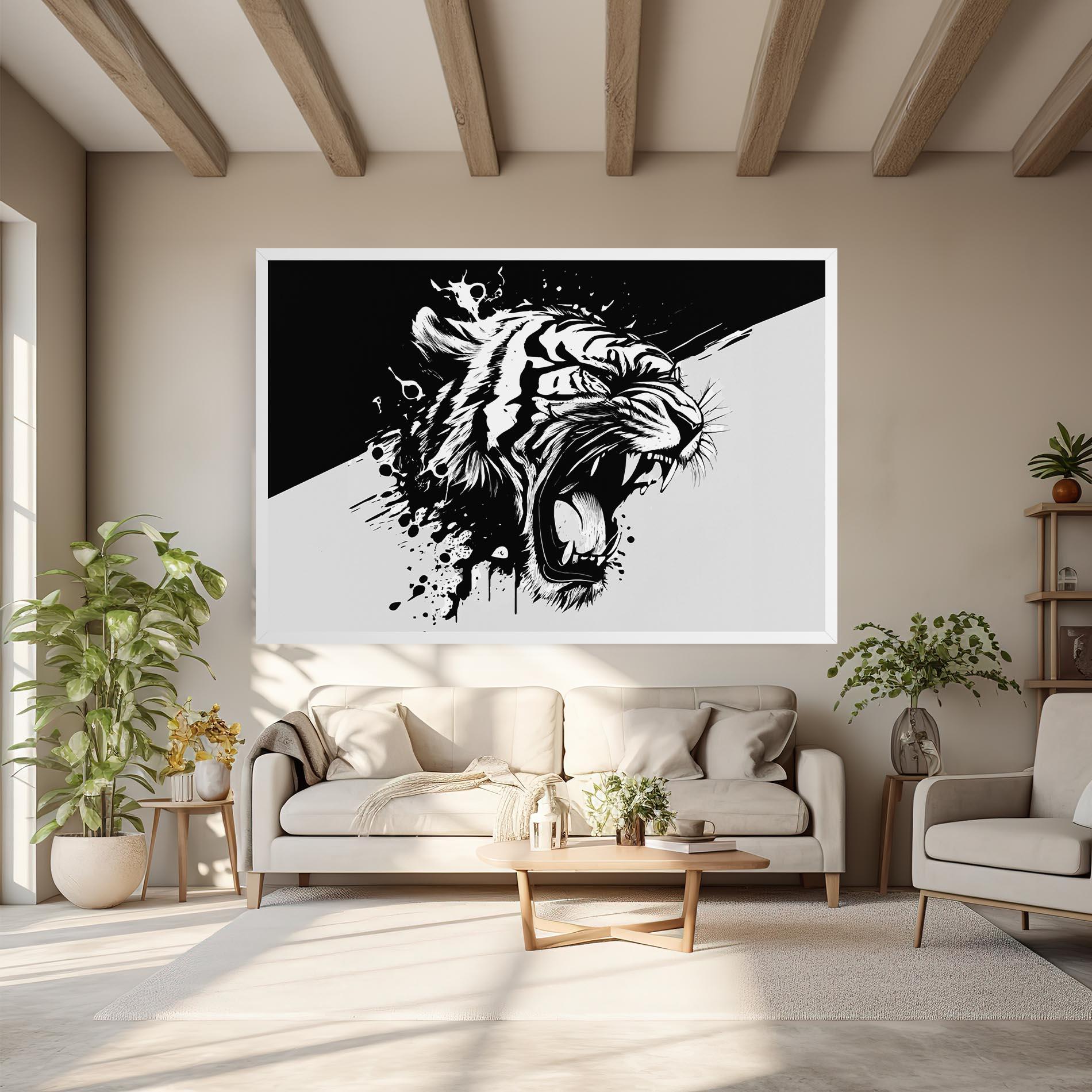 Картина на платно Black Grey Tiger mockup 6