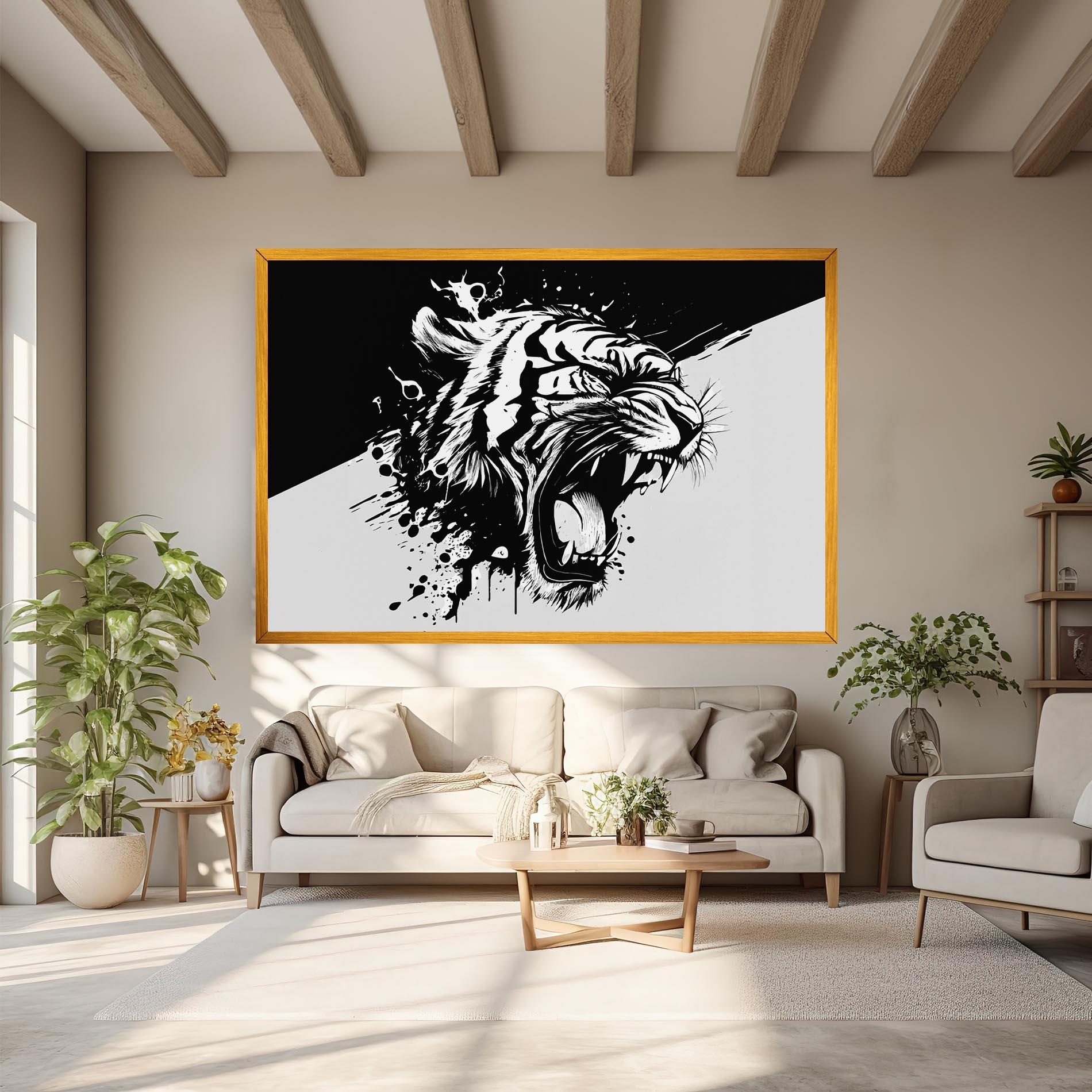 Картина на платно Black Grey Tiger mockup 6