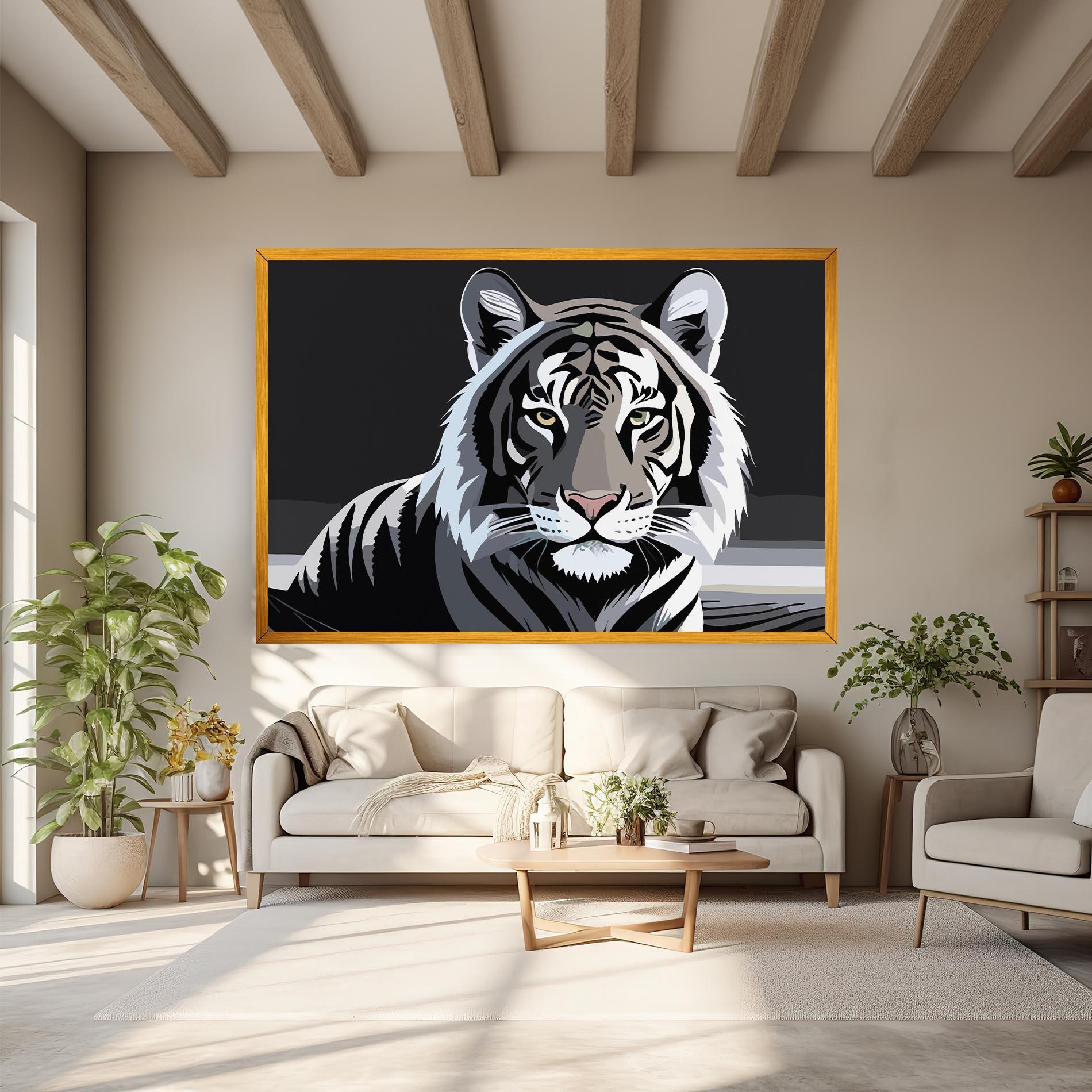 Картина на платно White Grey Tiger mockup 6
