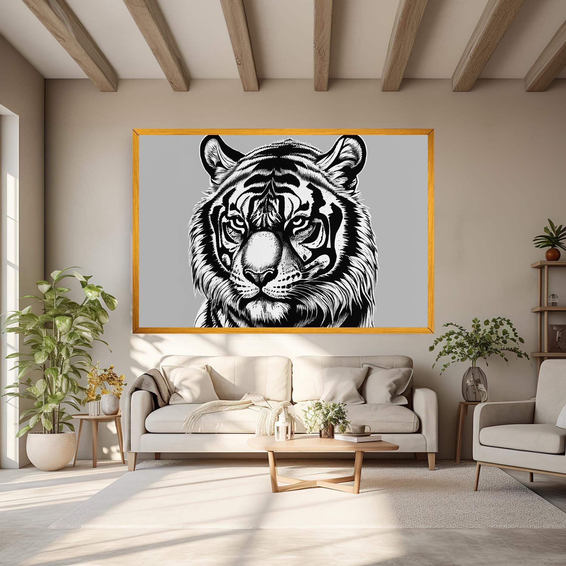Картина на платно White Tiger Grey mockup 6