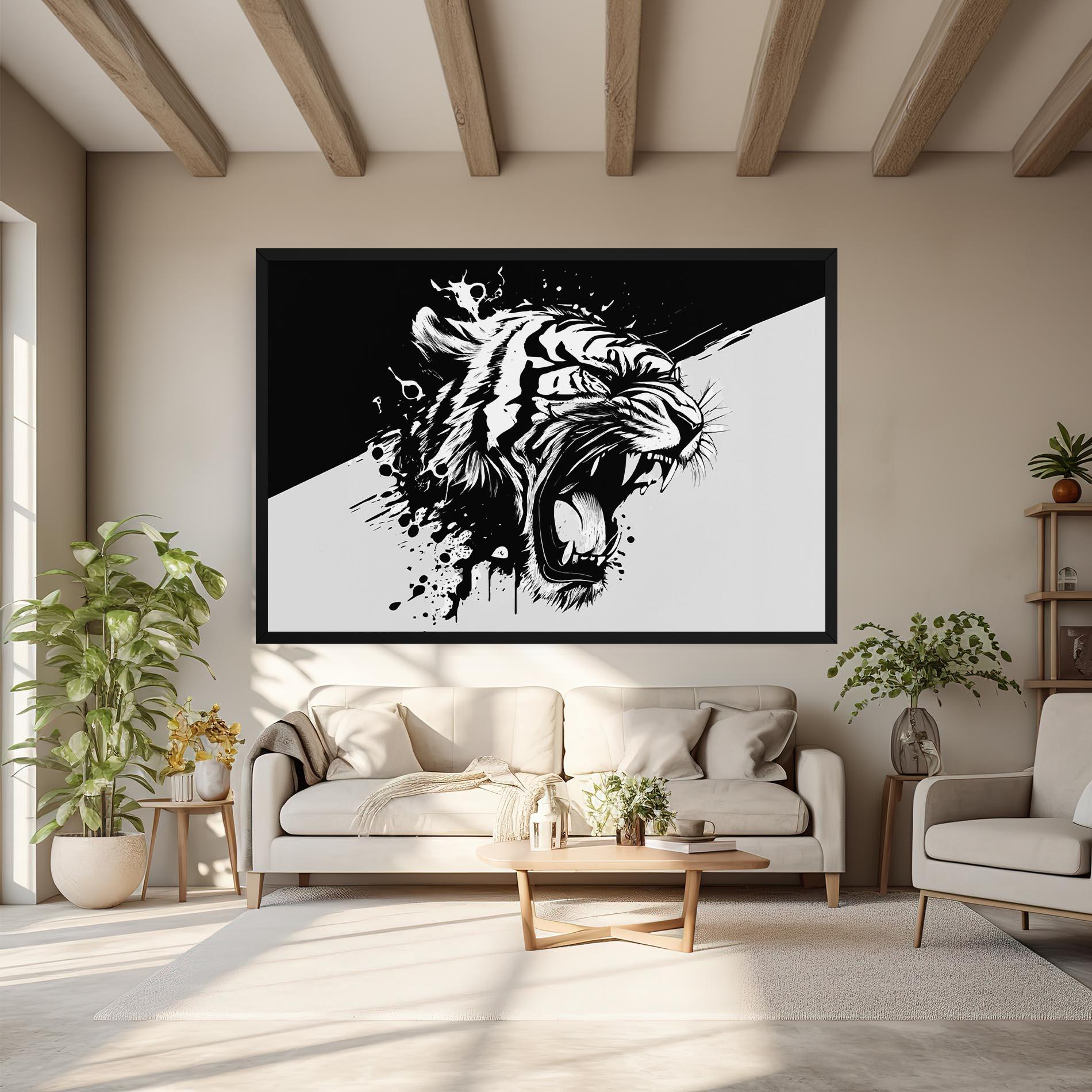 Картина на платно Black Grey Tiger mockup 6