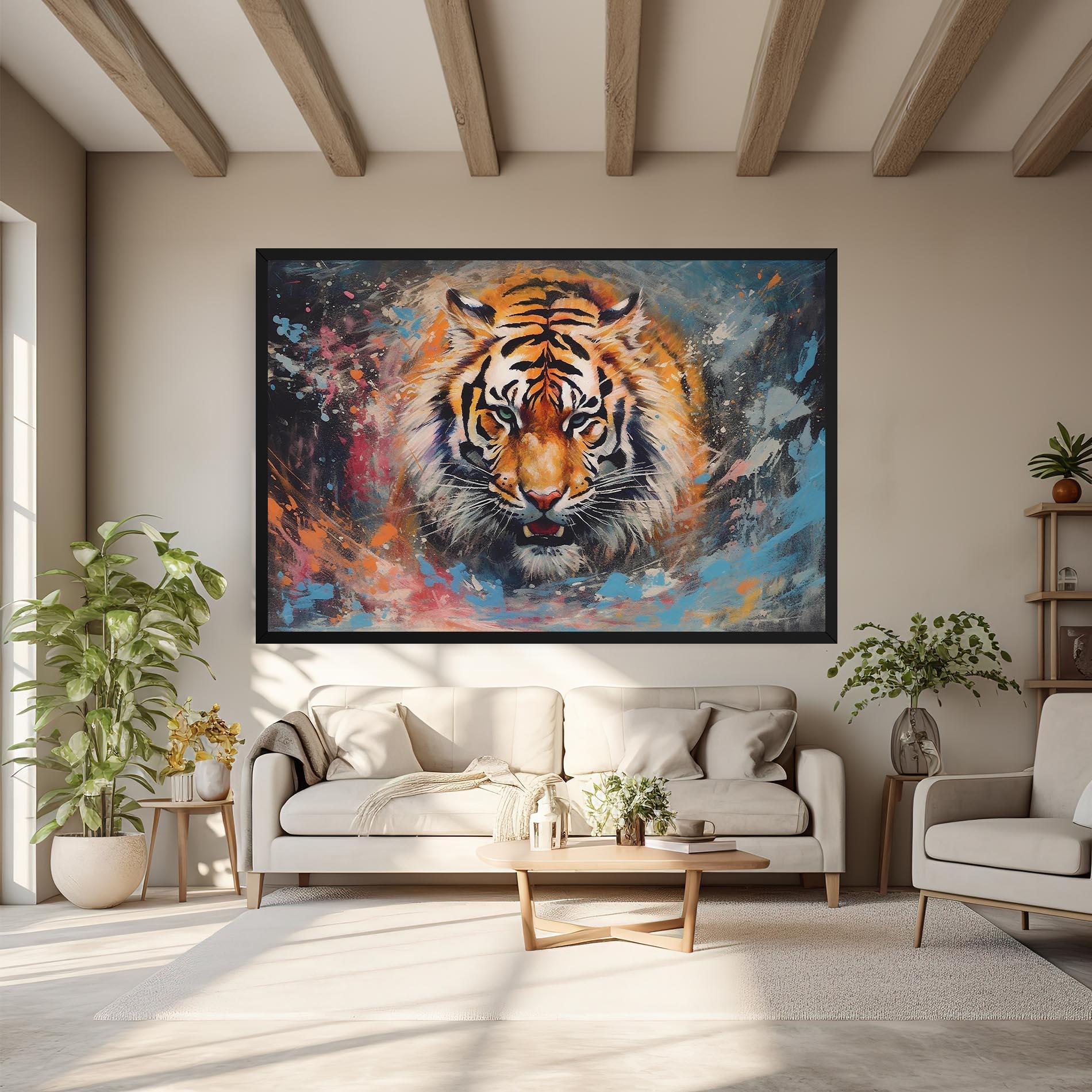 Картина на платно Orange Tiger Painting mockup 6