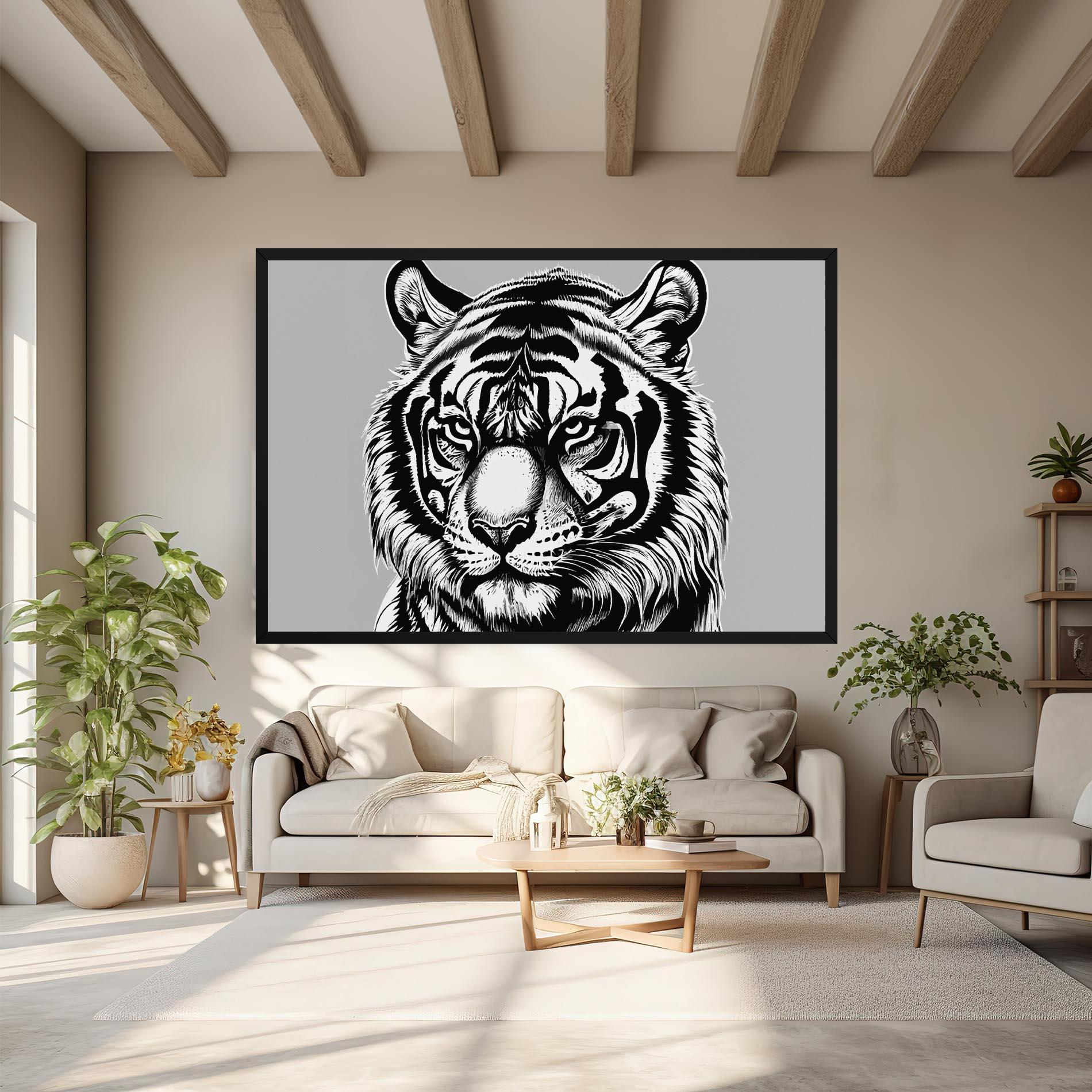 Картина на платно White Tiger Grey mockup 6