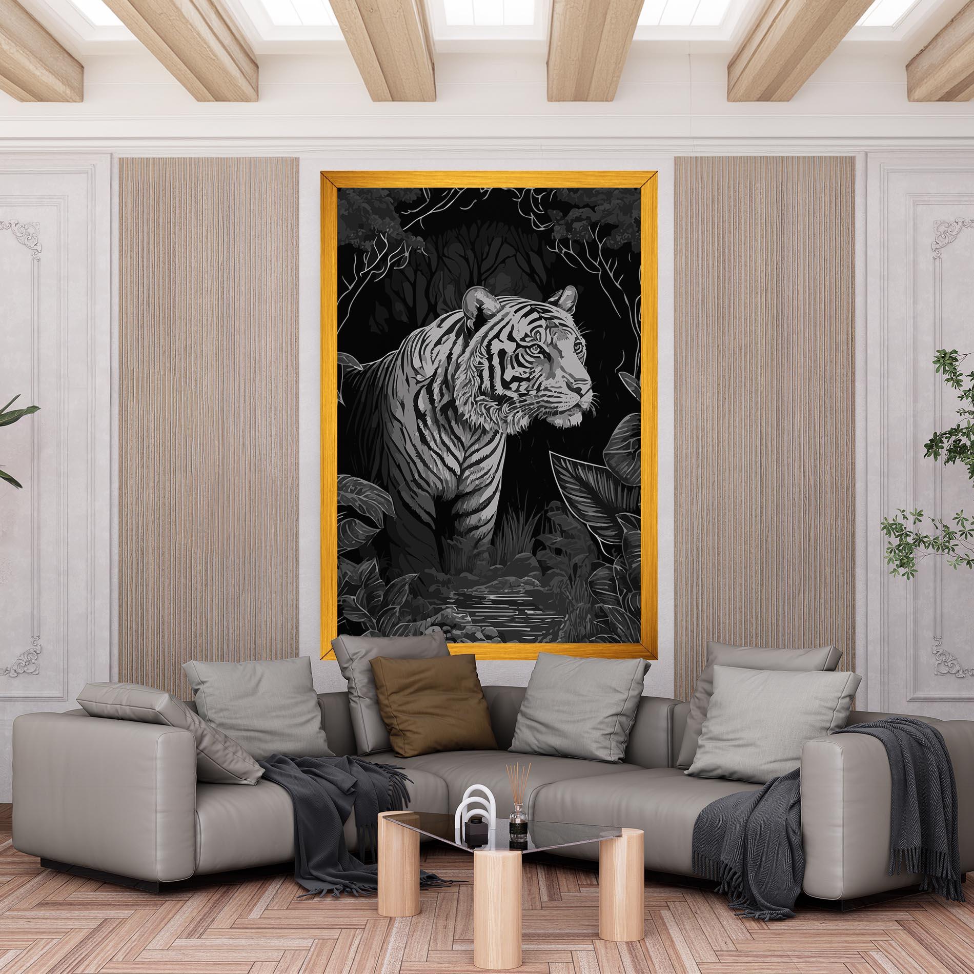 Картина на платно Grey Tiger mockup 6
