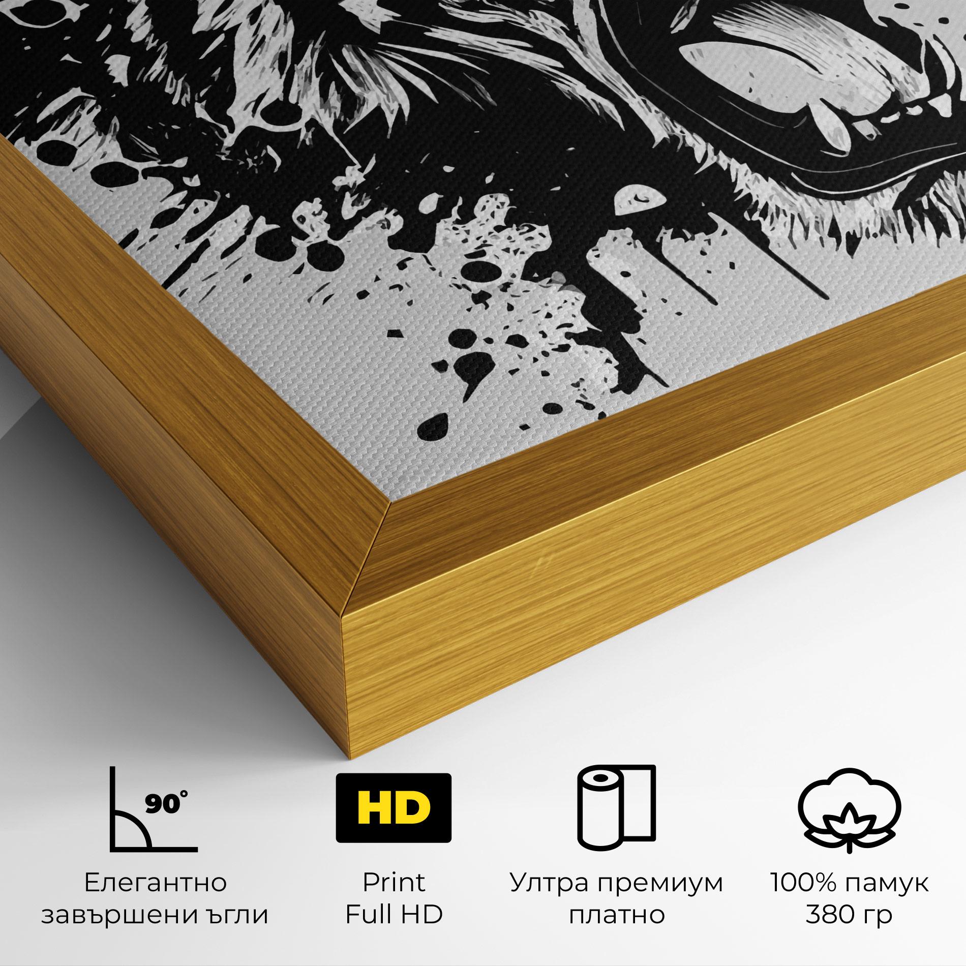 Картина на платно Black Grey Tiger mockup 4