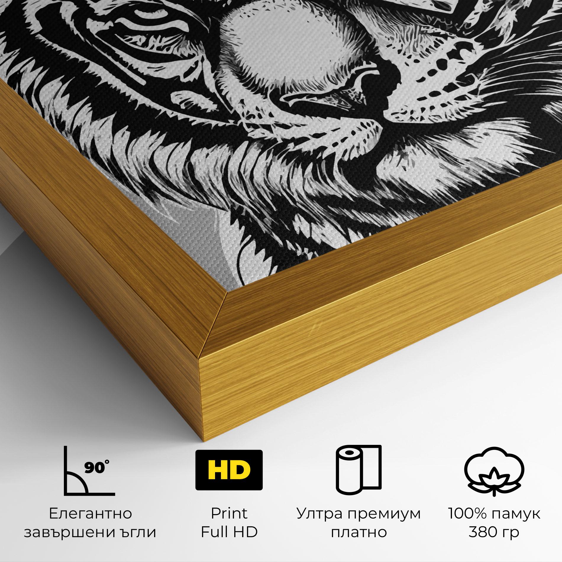 Картина на платно White Tiger Grey mockup 4