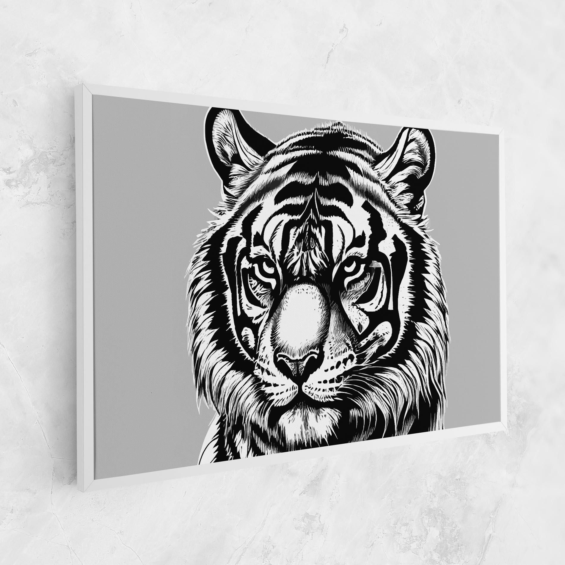 Картина на платно White Tiger Grey mockup 1
