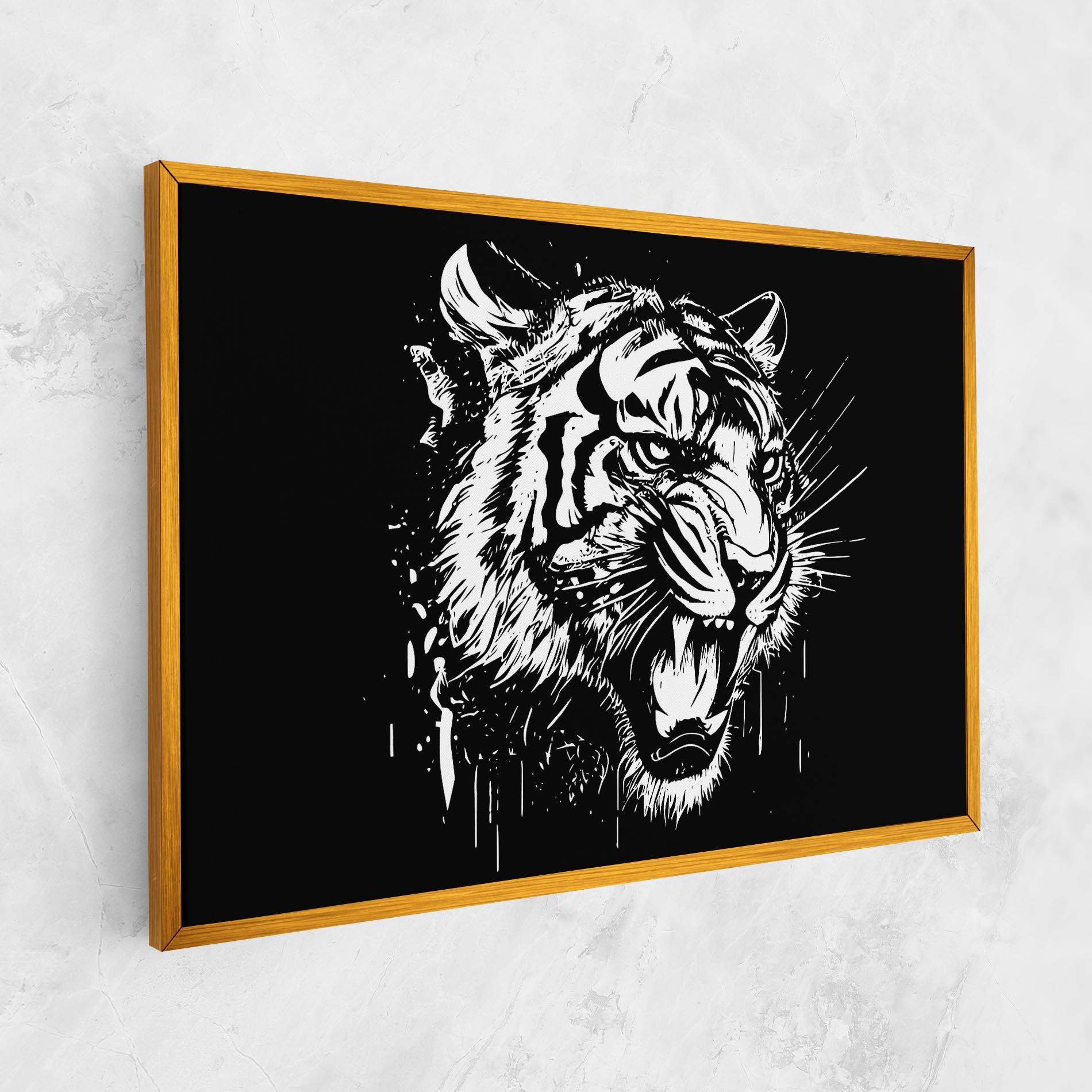 Картина на платно Angry Tiger Head mockup 1