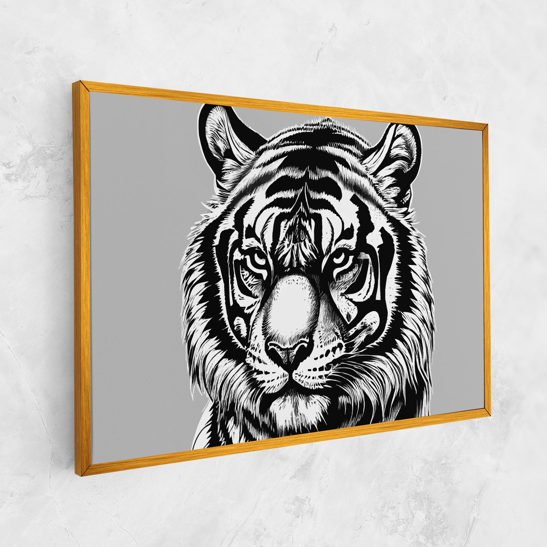 Картина на платно White Tiger Grey mockup 1