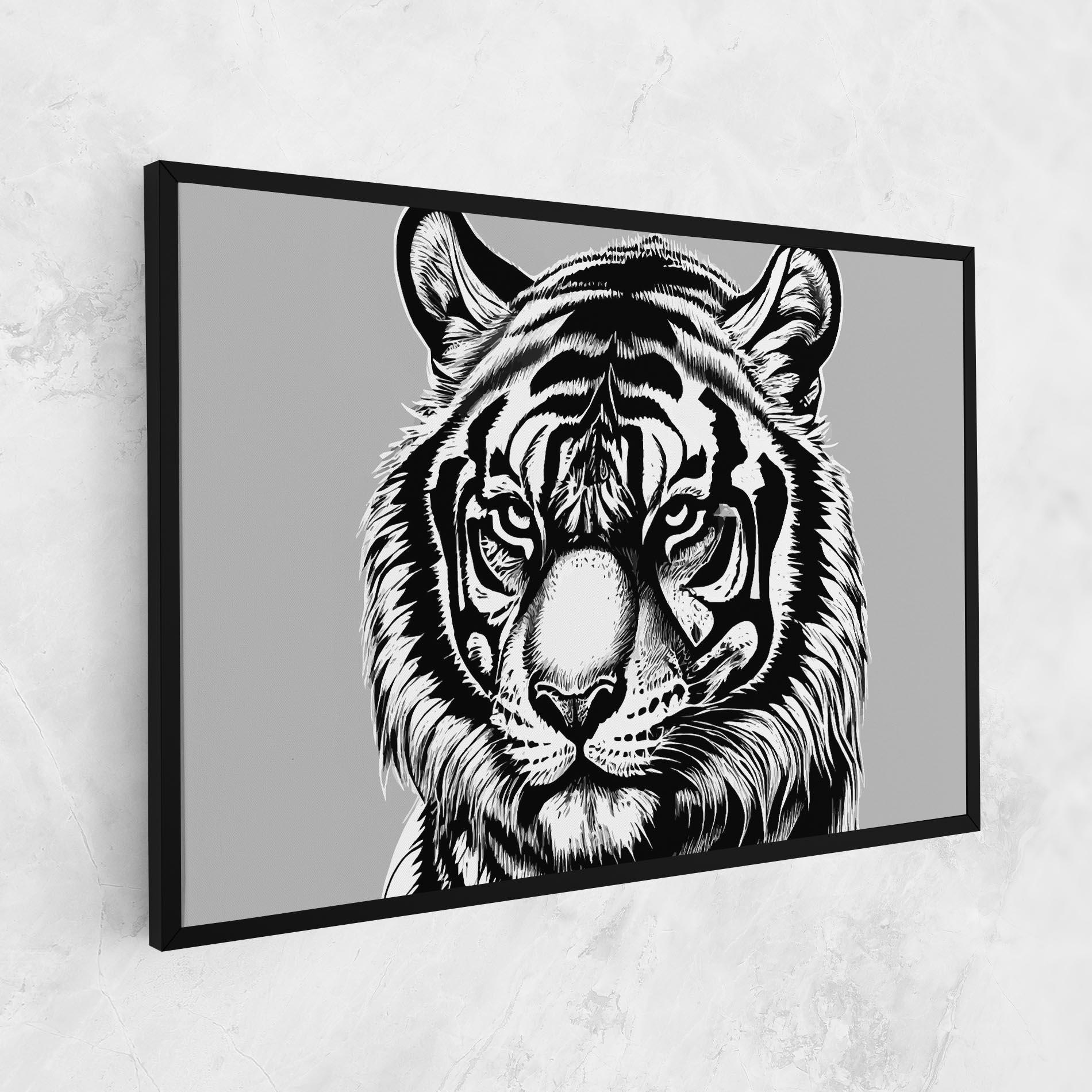 Картина на платно White Tiger Grey mockup 1
