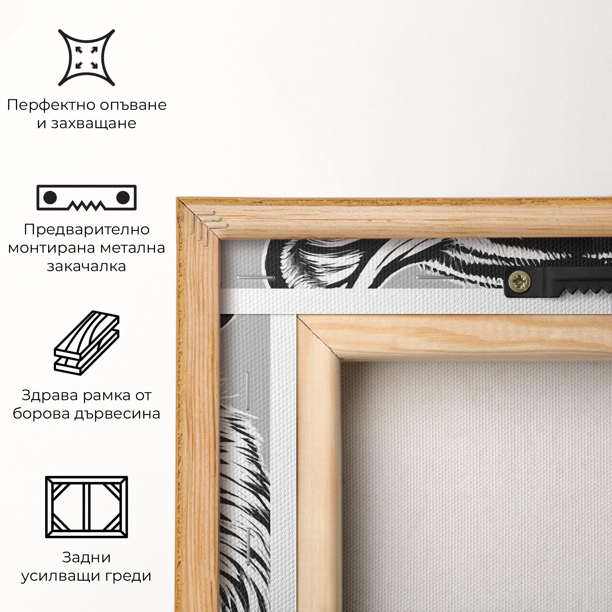 Картина на платно White Tiger Grey mockup 5