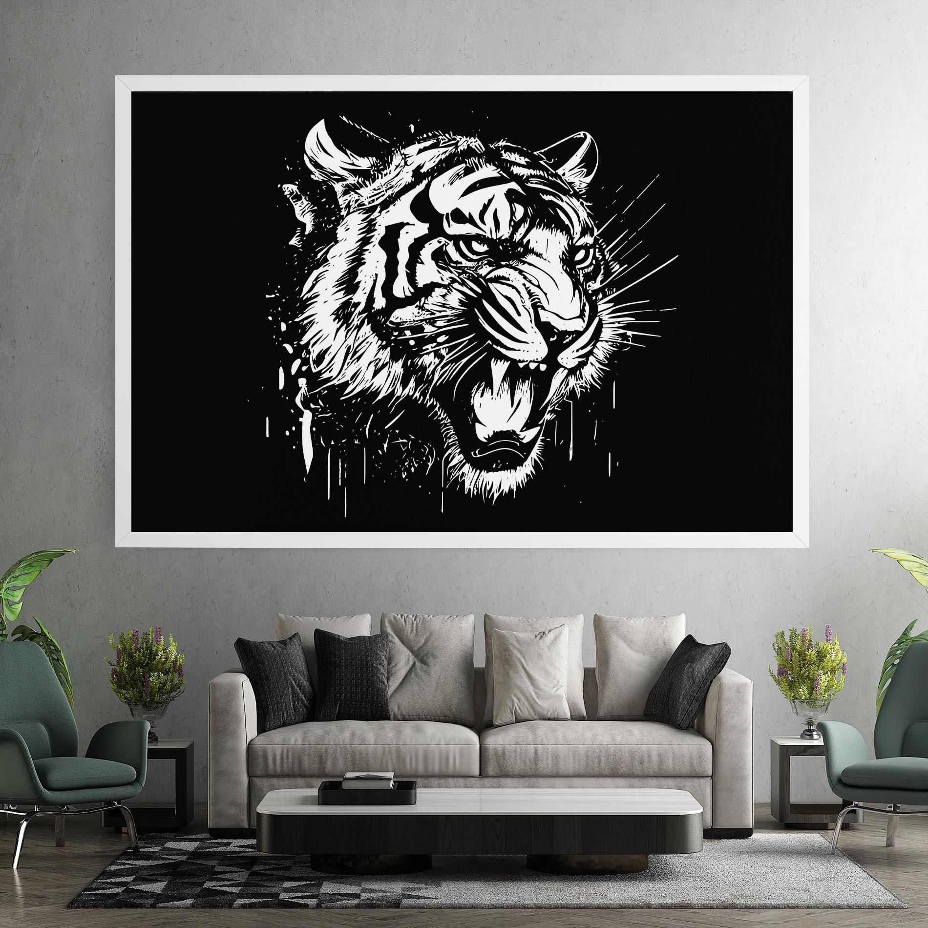 Картина на платно Angry Tiger Head mockup 7