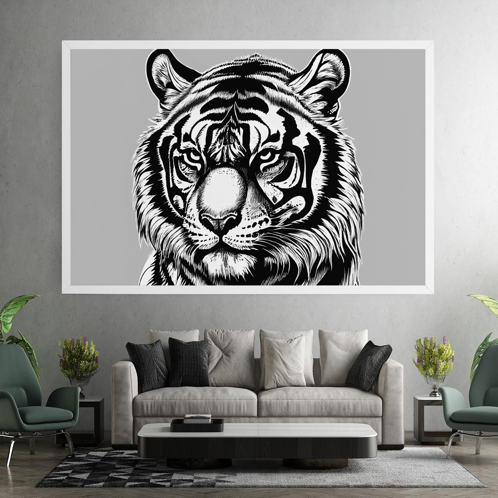 Картина на платно White Tiger Grey mockup 7