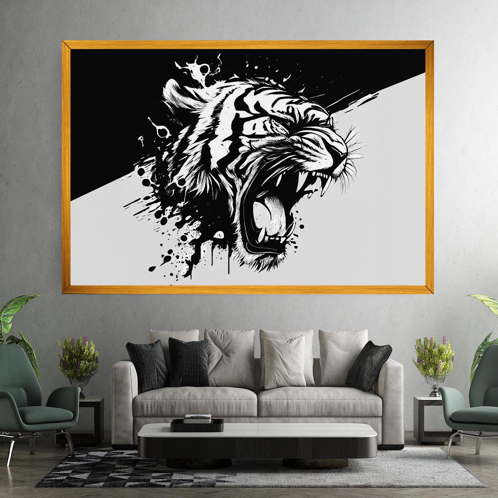 Картина на платно Black Grey Tiger mockup 7