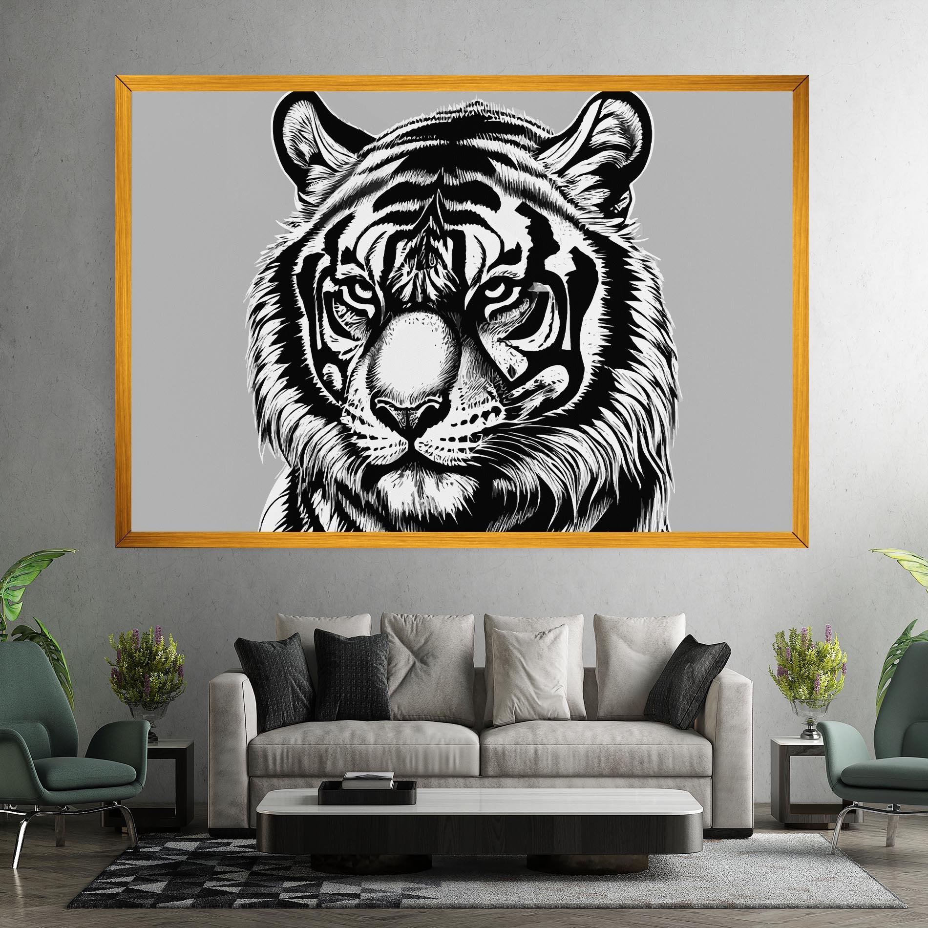 Картина на платно White Tiger Grey mockup 7