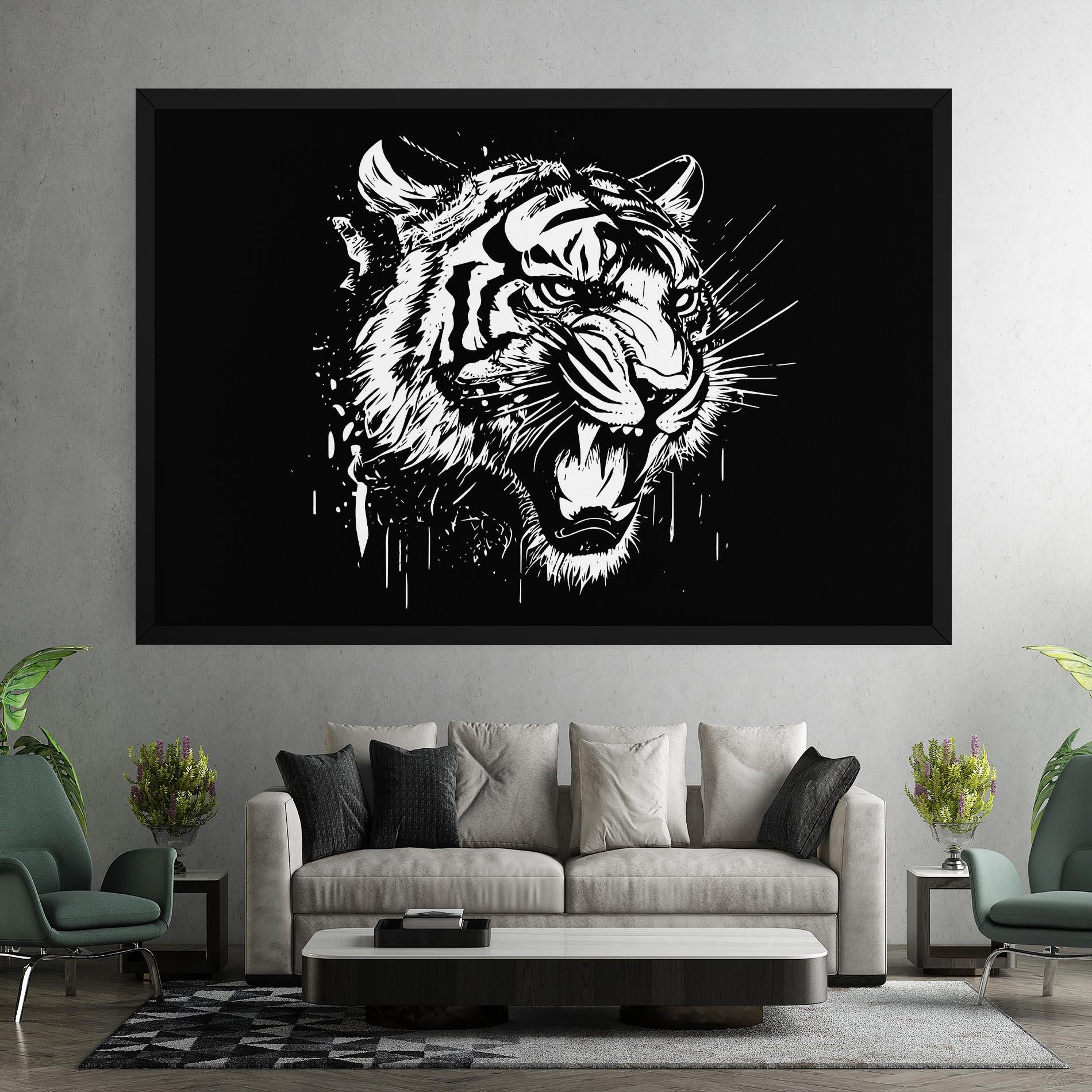 Картина на платно Angry Tiger Head mockup 7