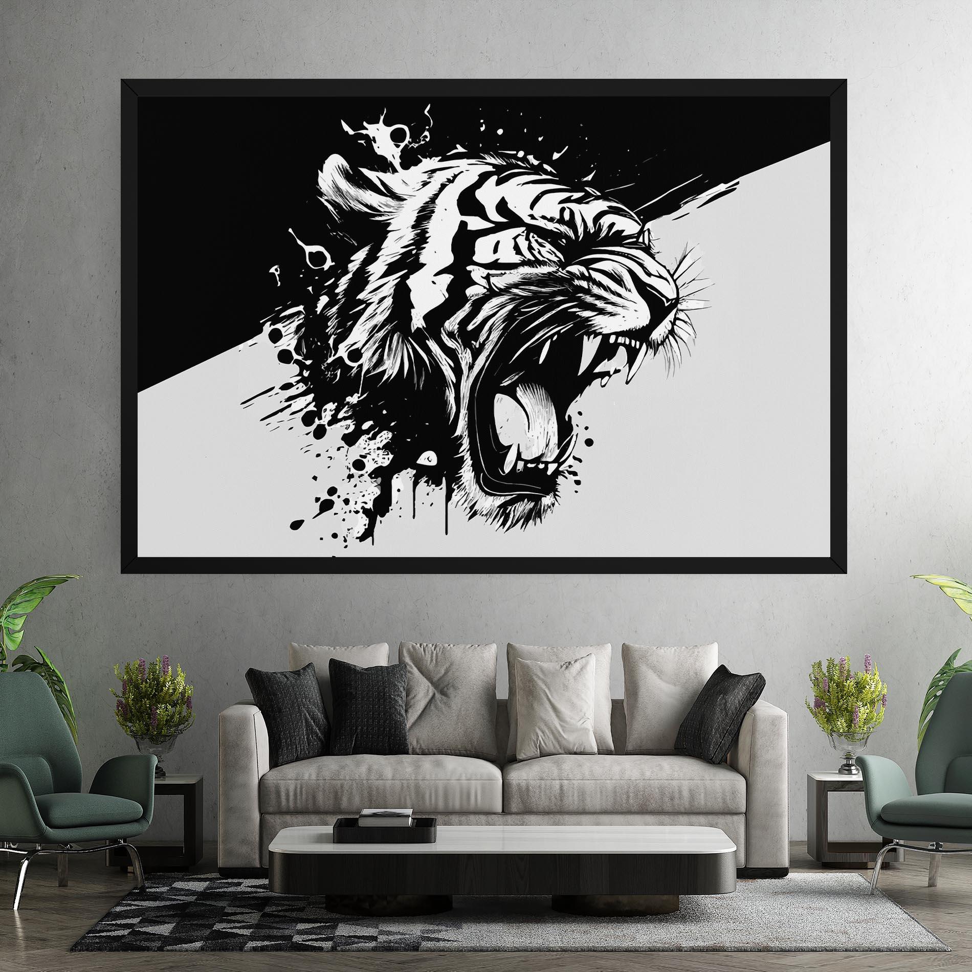 Картина на платно Black Grey Tiger mockup 7