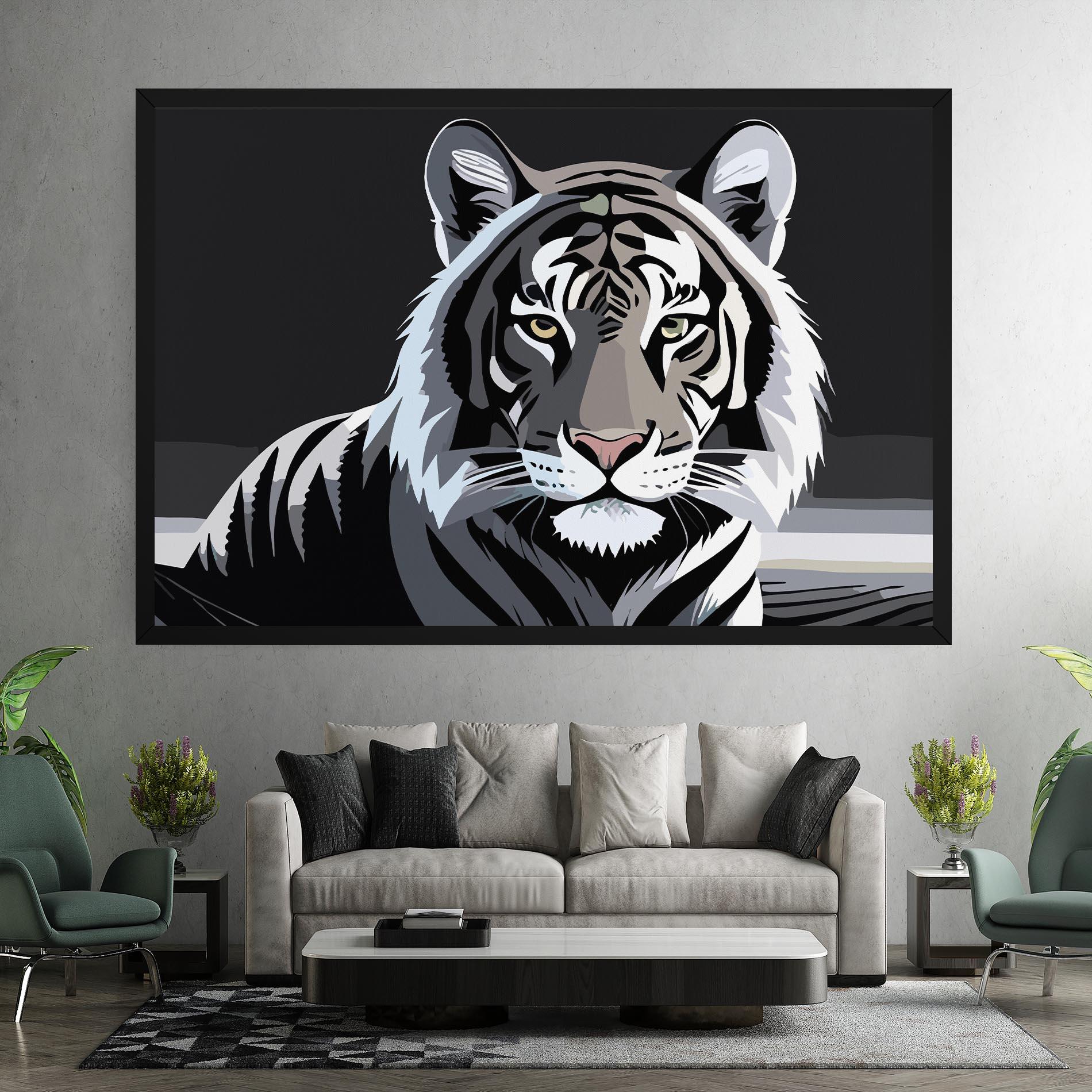 Картина на платно White Grey Tiger mockup 7