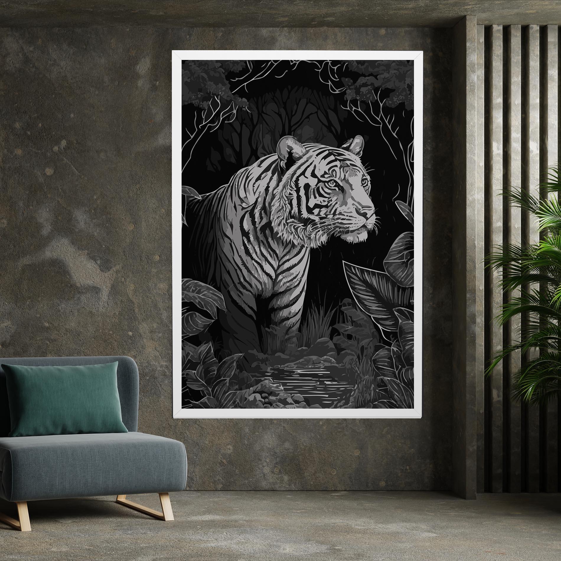 Картина на платно Grey Tiger mockup 7