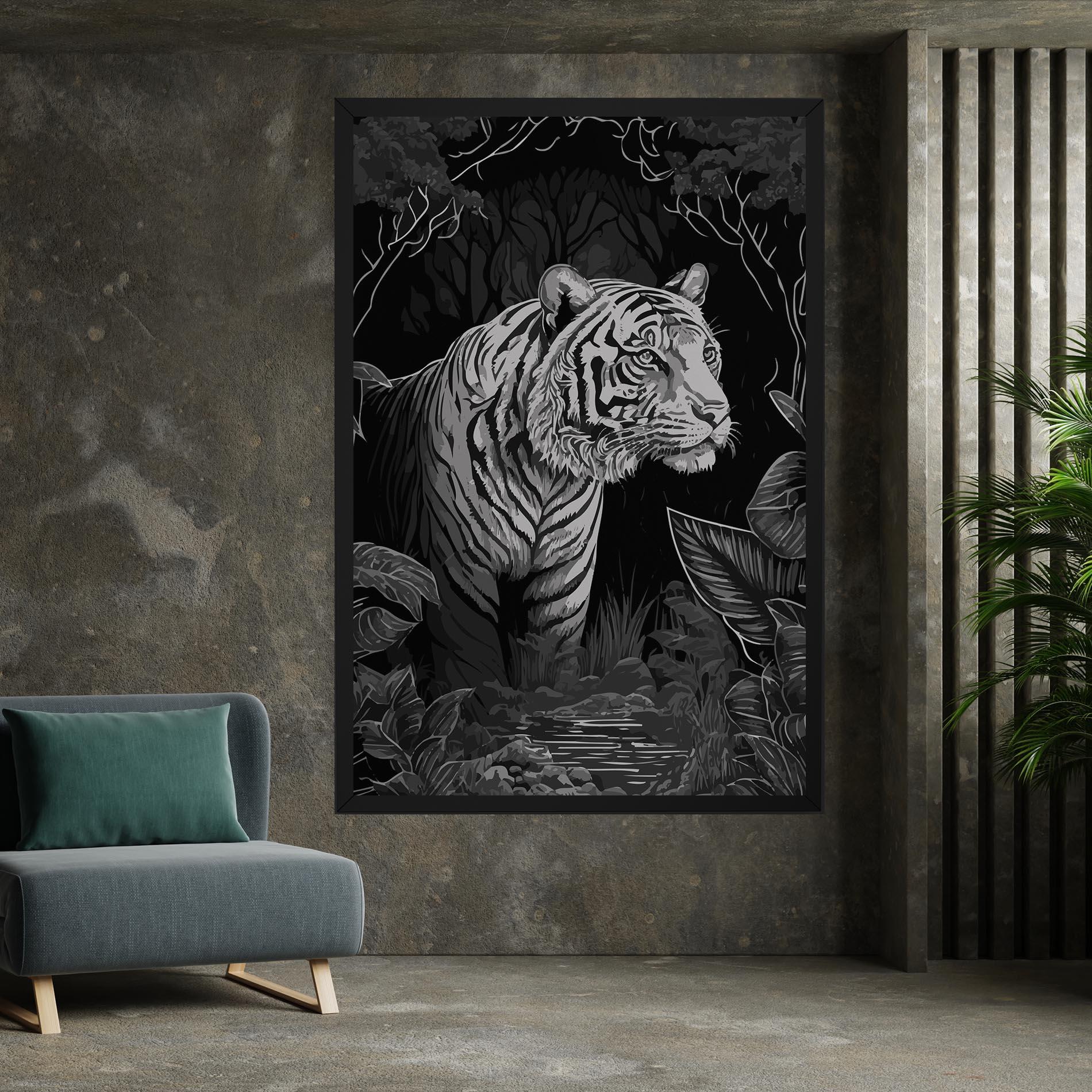 Картина на платно Grey Tiger mockup 7