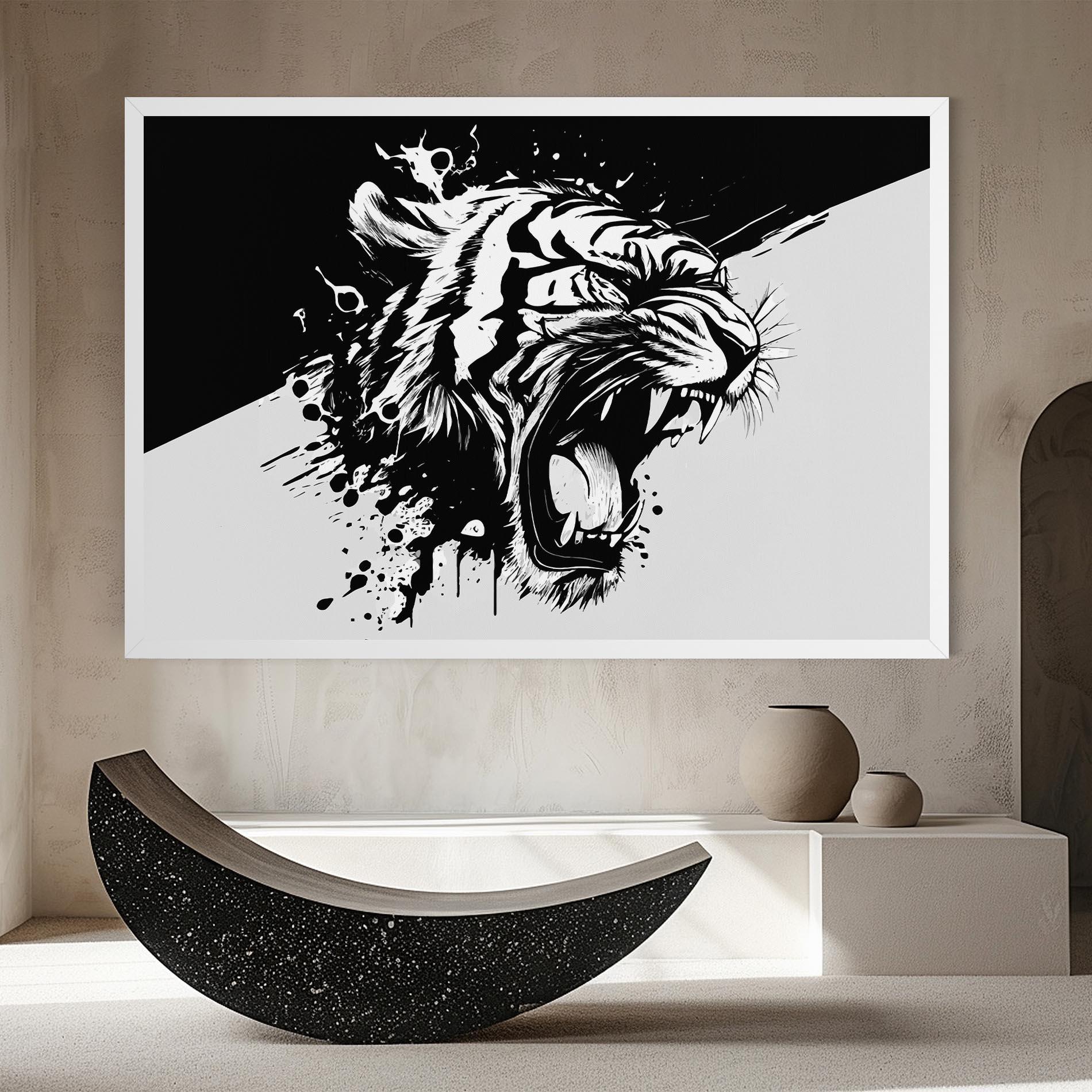 Картина на платно Black Grey Tiger mockup 8