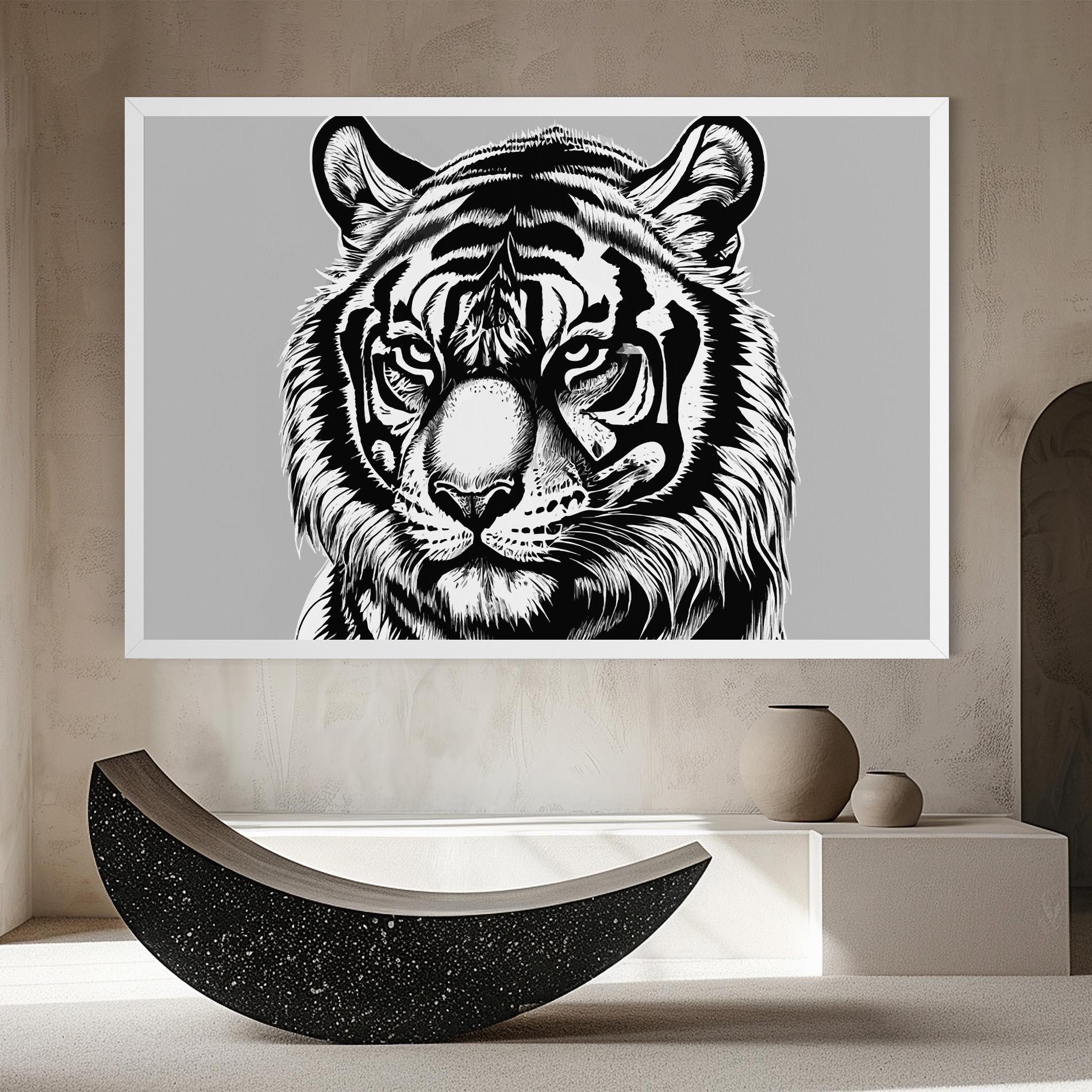Картина на платно White Tiger Grey mockup 8