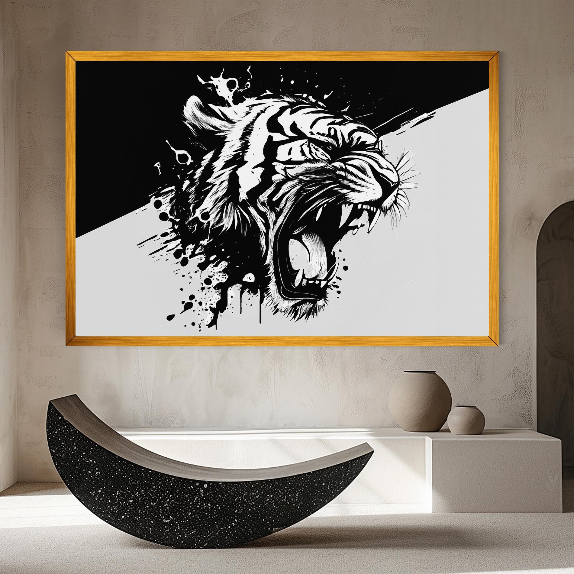 Картина на платно Black Grey Tiger mockup 8
