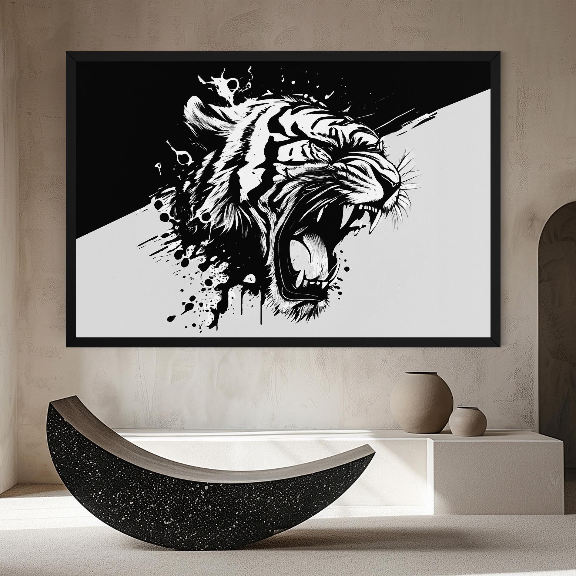Картина на платно Black Grey Tiger mockup 8
