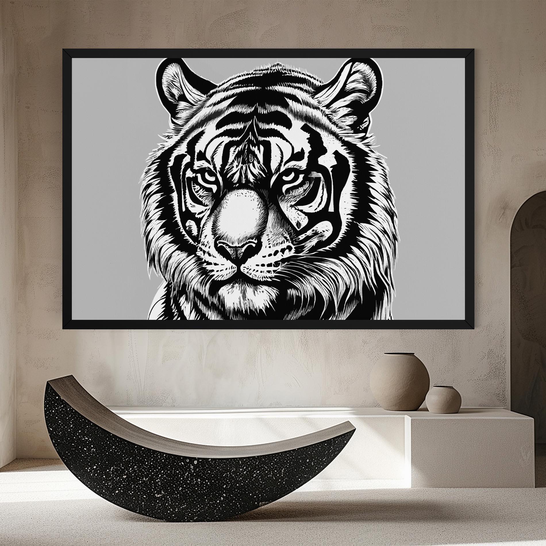 Картина на платно White Tiger Grey mockup 8