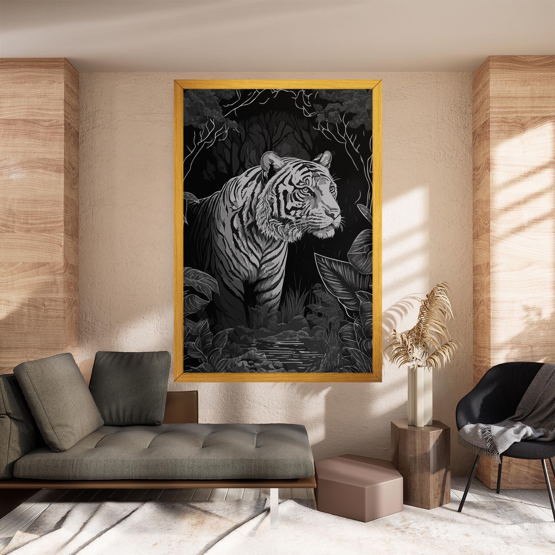 Картина на платно Grey Tiger mockup 8