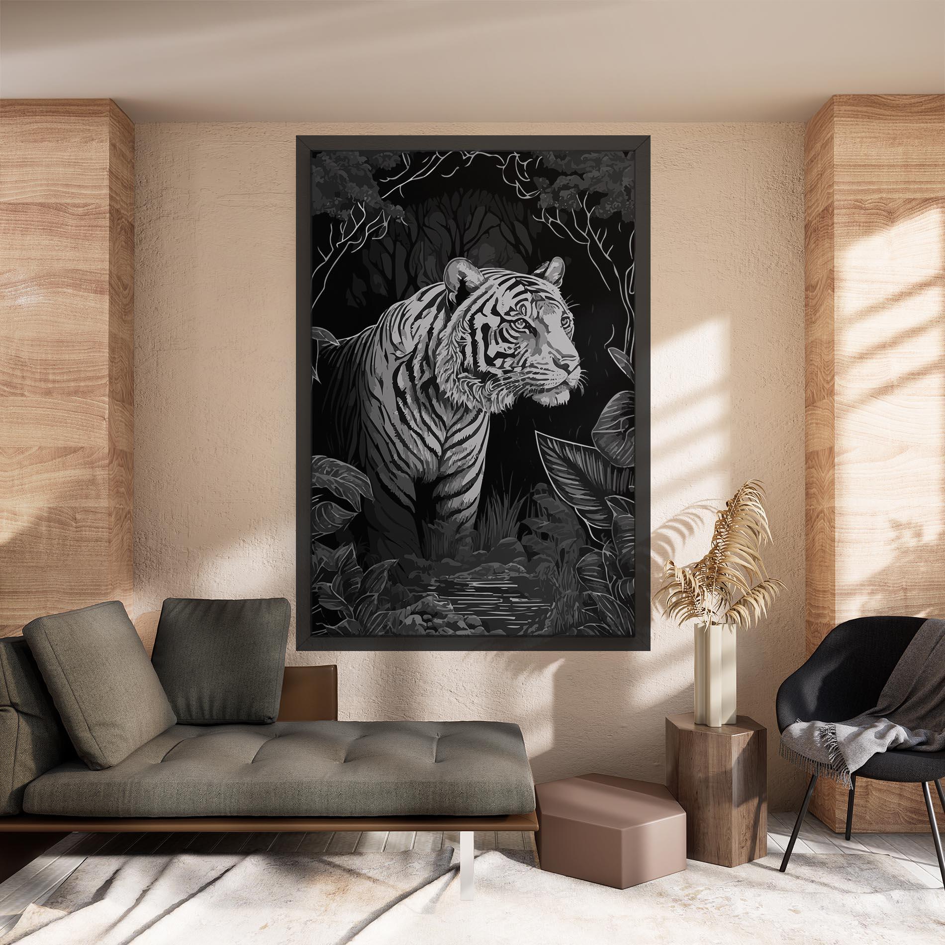 Картина на платно Grey Tiger mockup 8