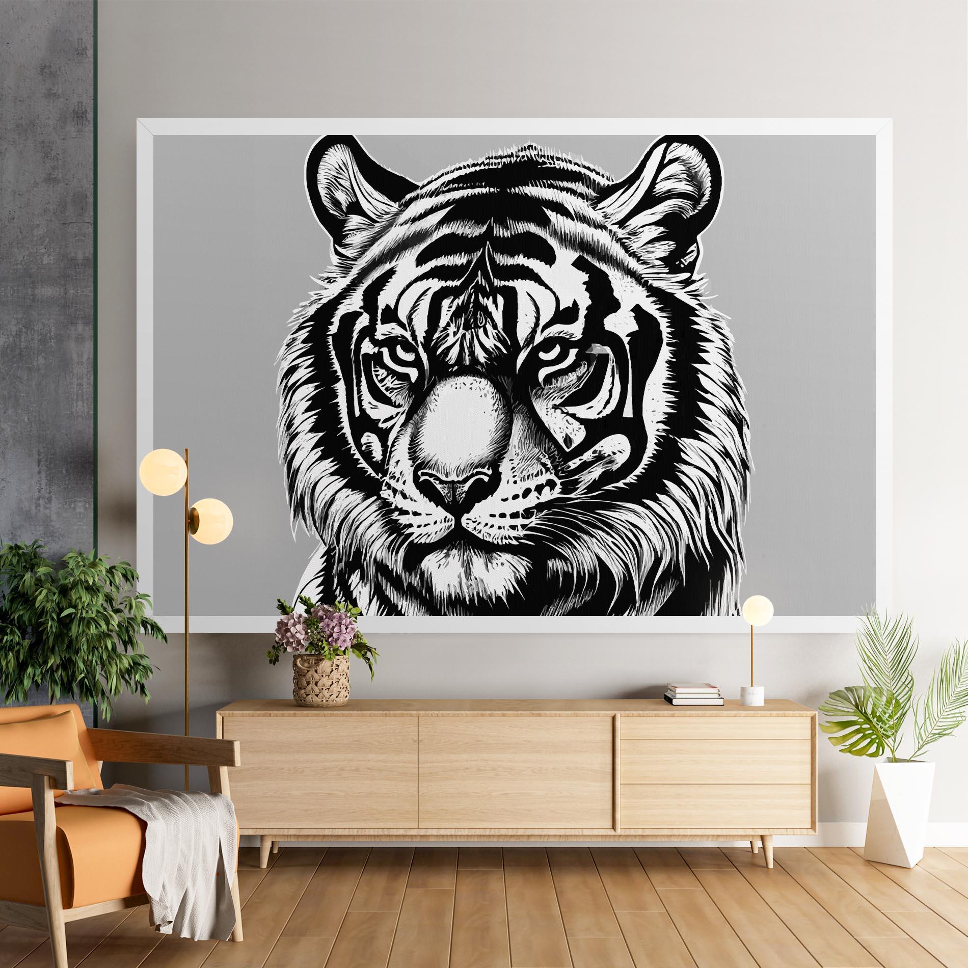Картина на платно White Tiger Grey mockup 9