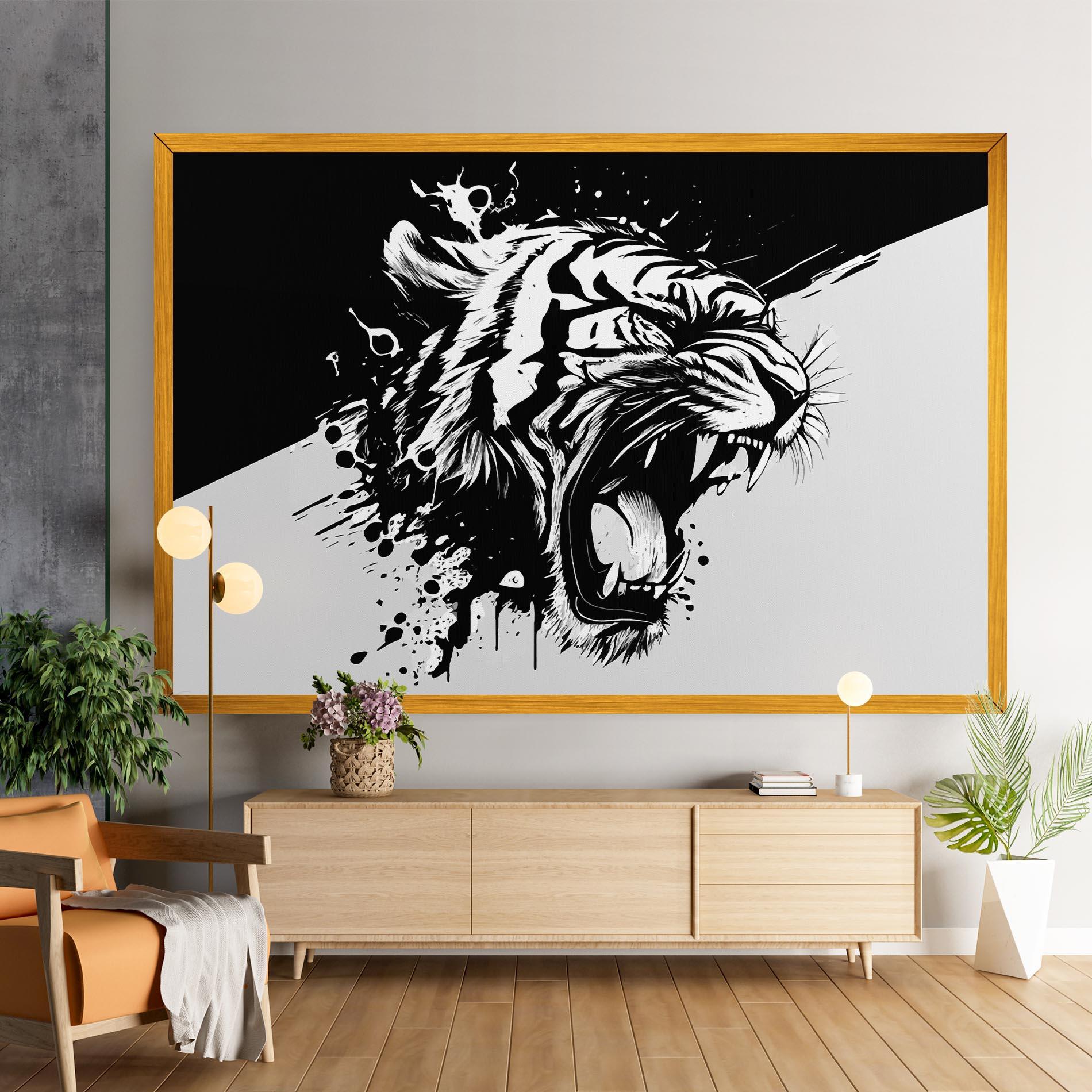 Картина на платно Black Grey Tiger mockup 9