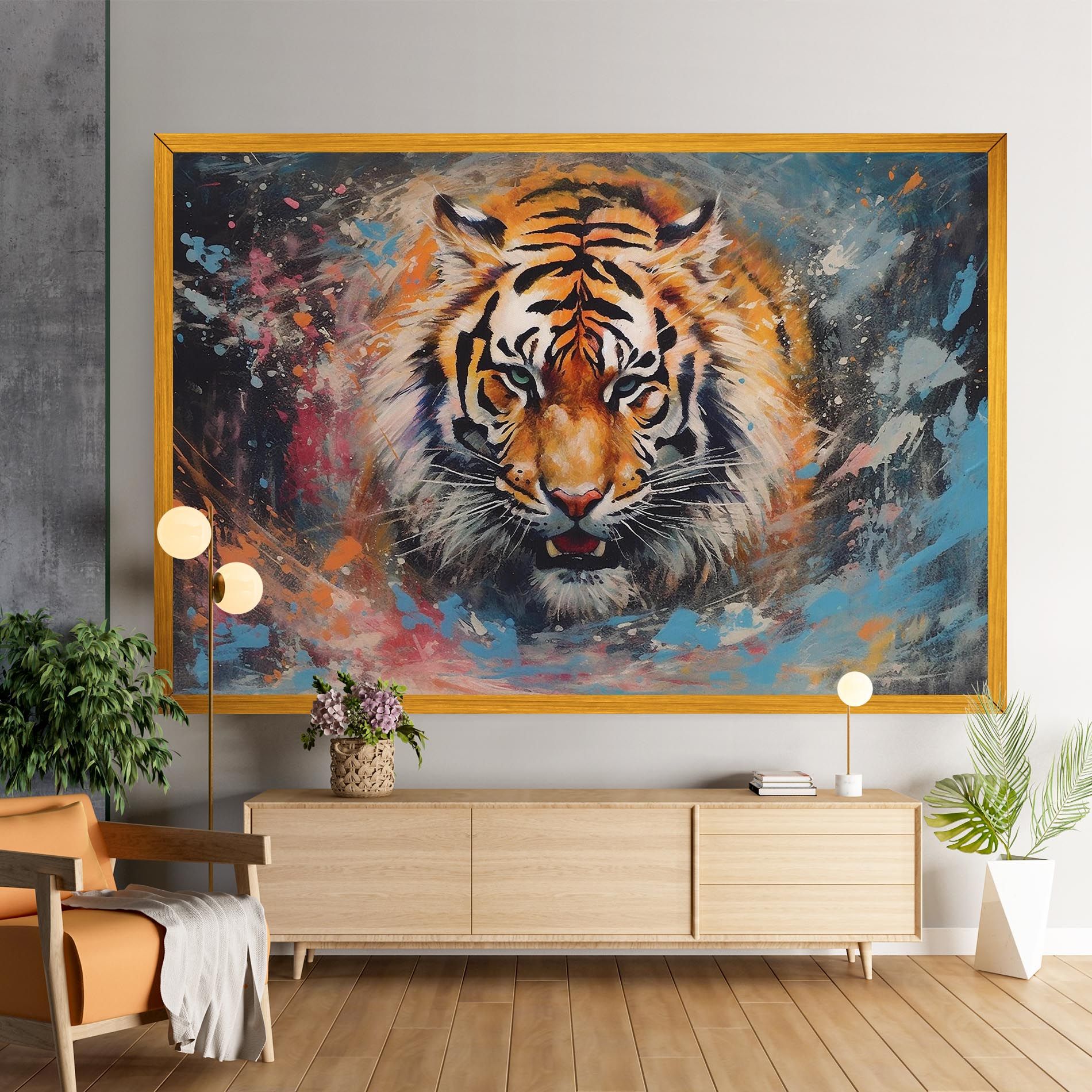 Orange Tiger Painting mockup 9