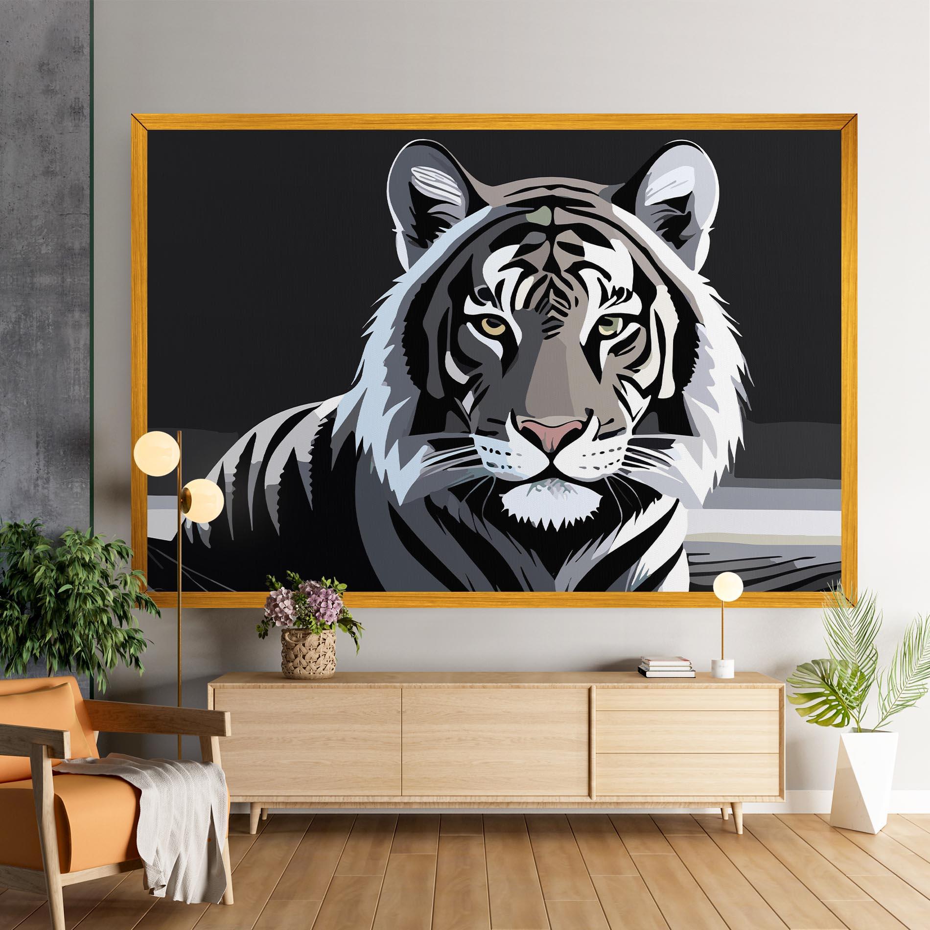 Картина на платно White Grey Tiger mockup 9