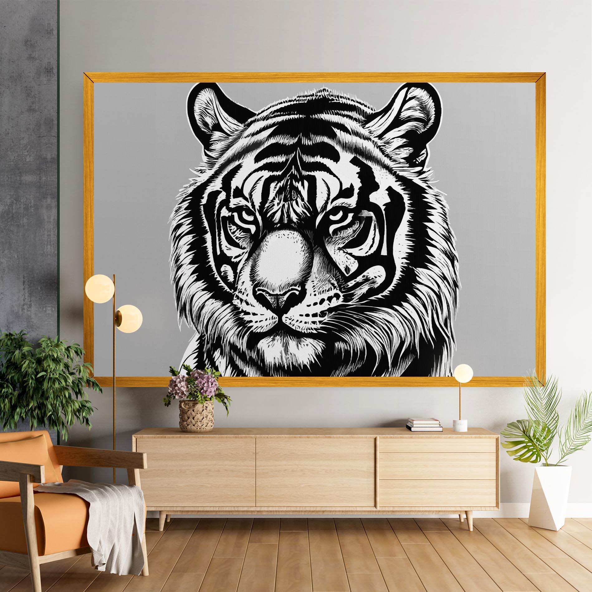 Картина на платно White Tiger Grey mockup 9