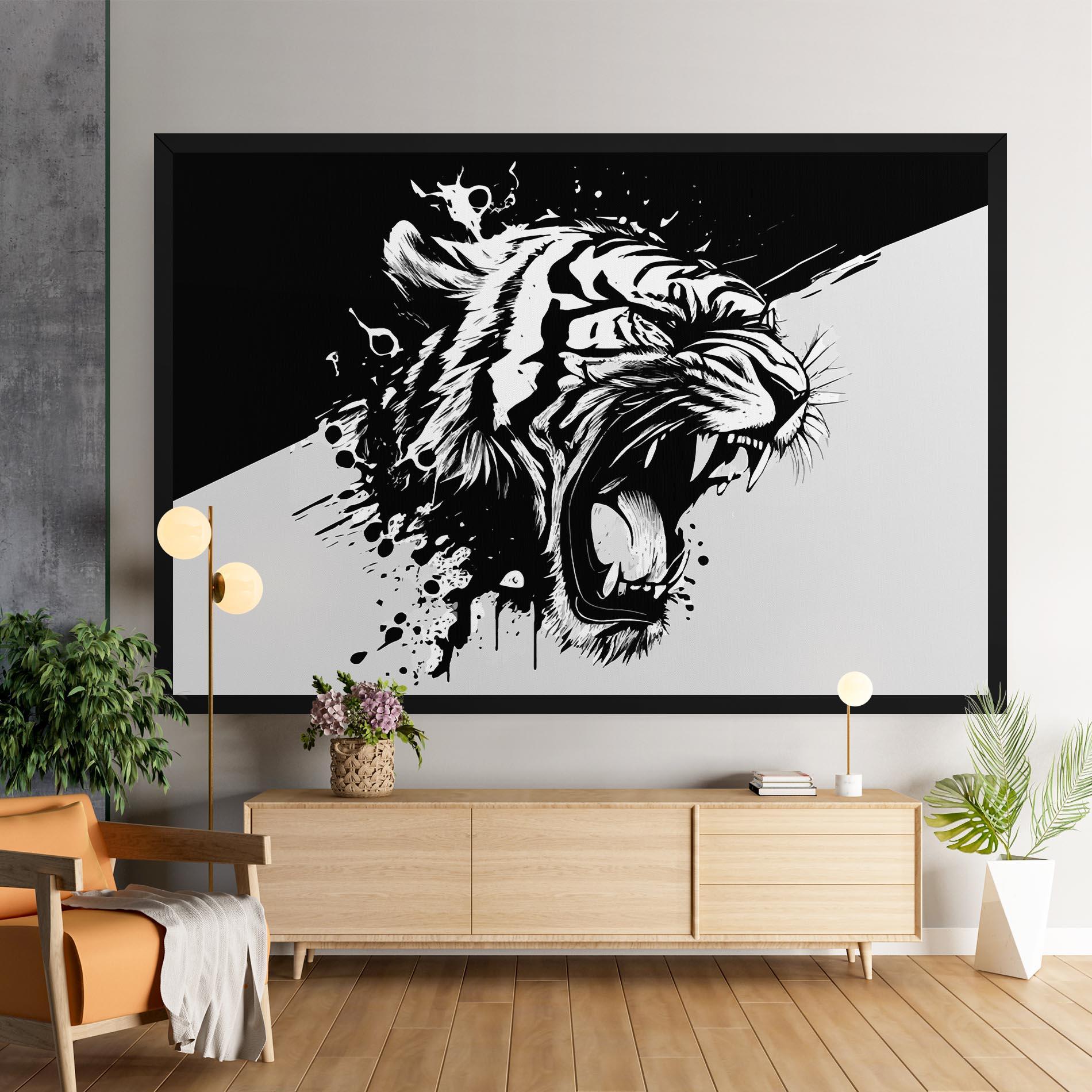 Картина на платно Black Grey Tiger mockup 9