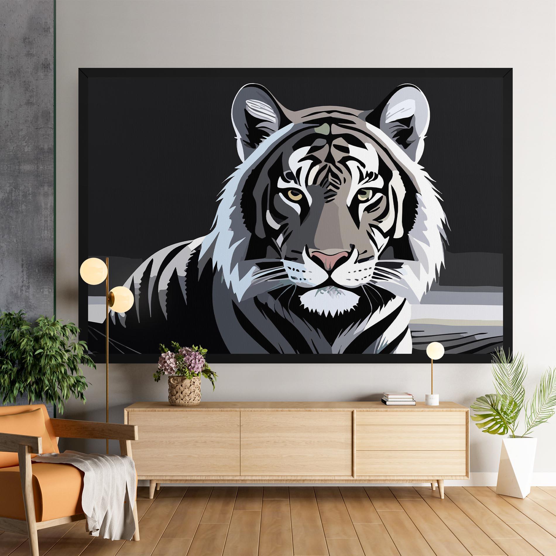 Картина на платно White Grey Tiger mockup 9