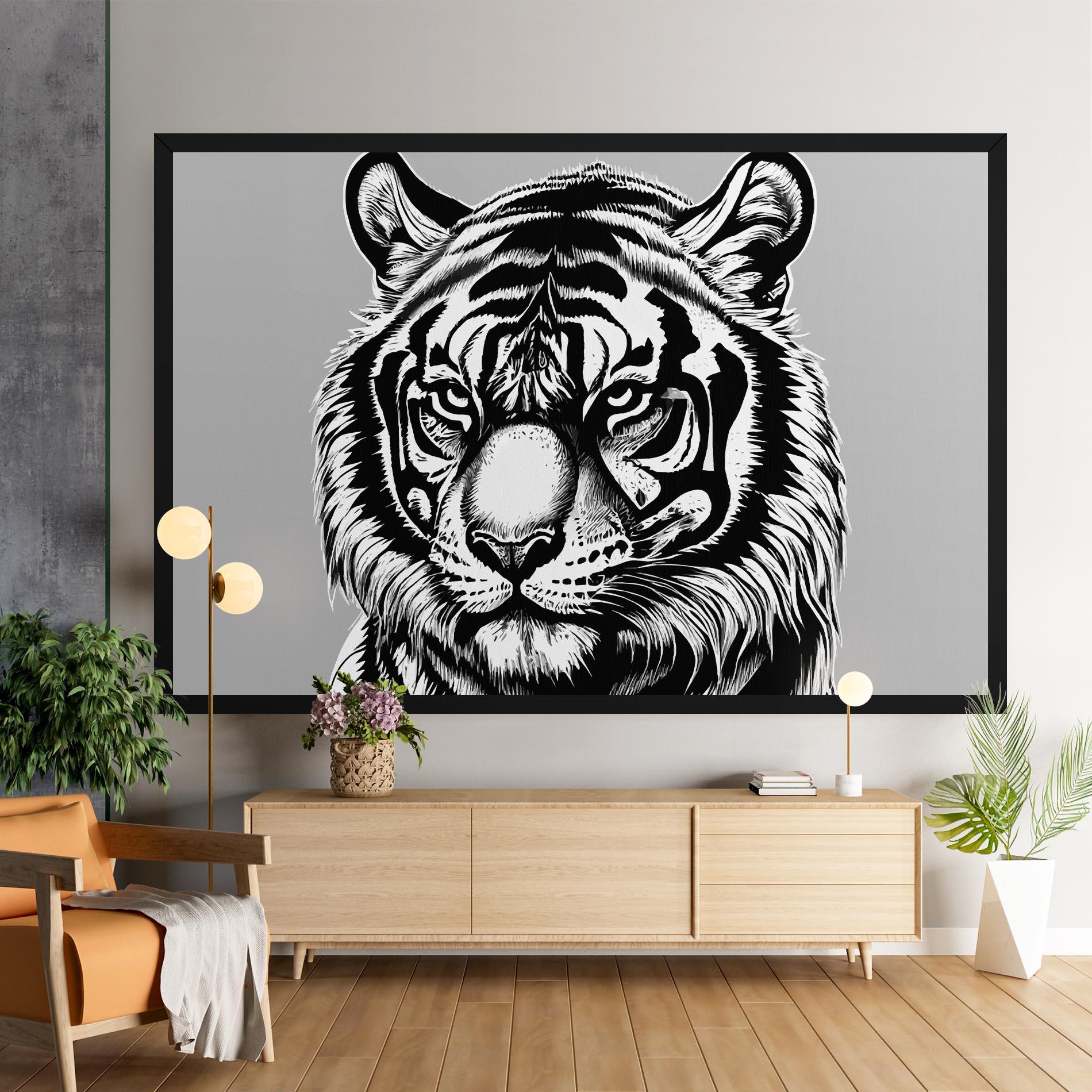 Картина на платно White Tiger Grey mockup 9