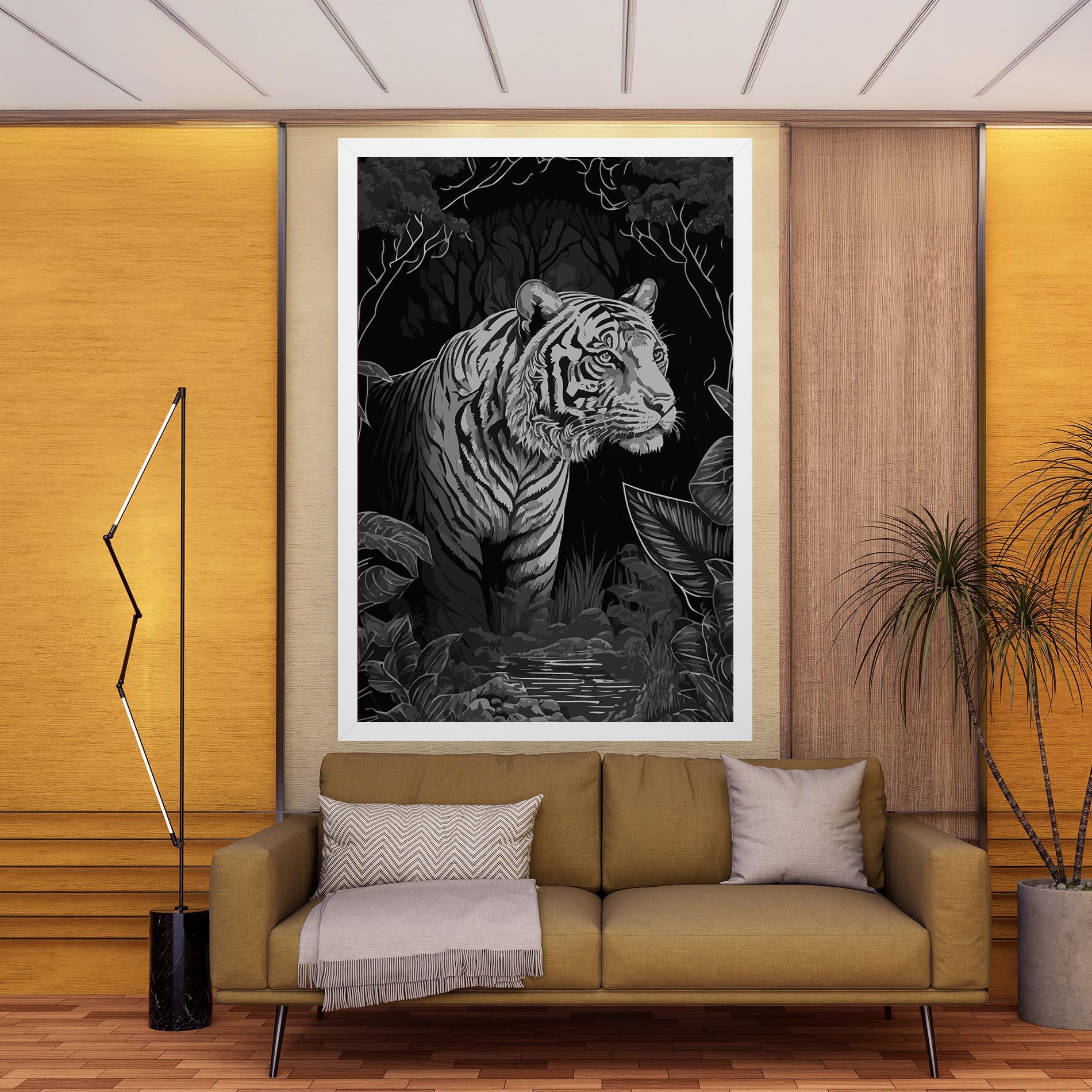 Картина на платно Grey Tiger mockup 9