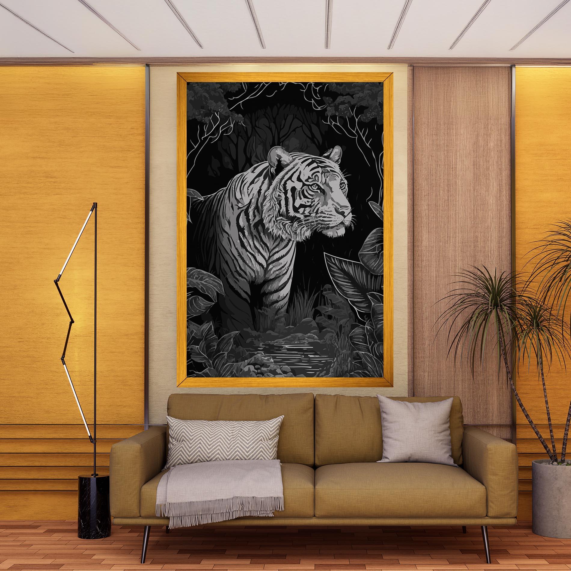 Картина на платно Grey Tiger mockup 9