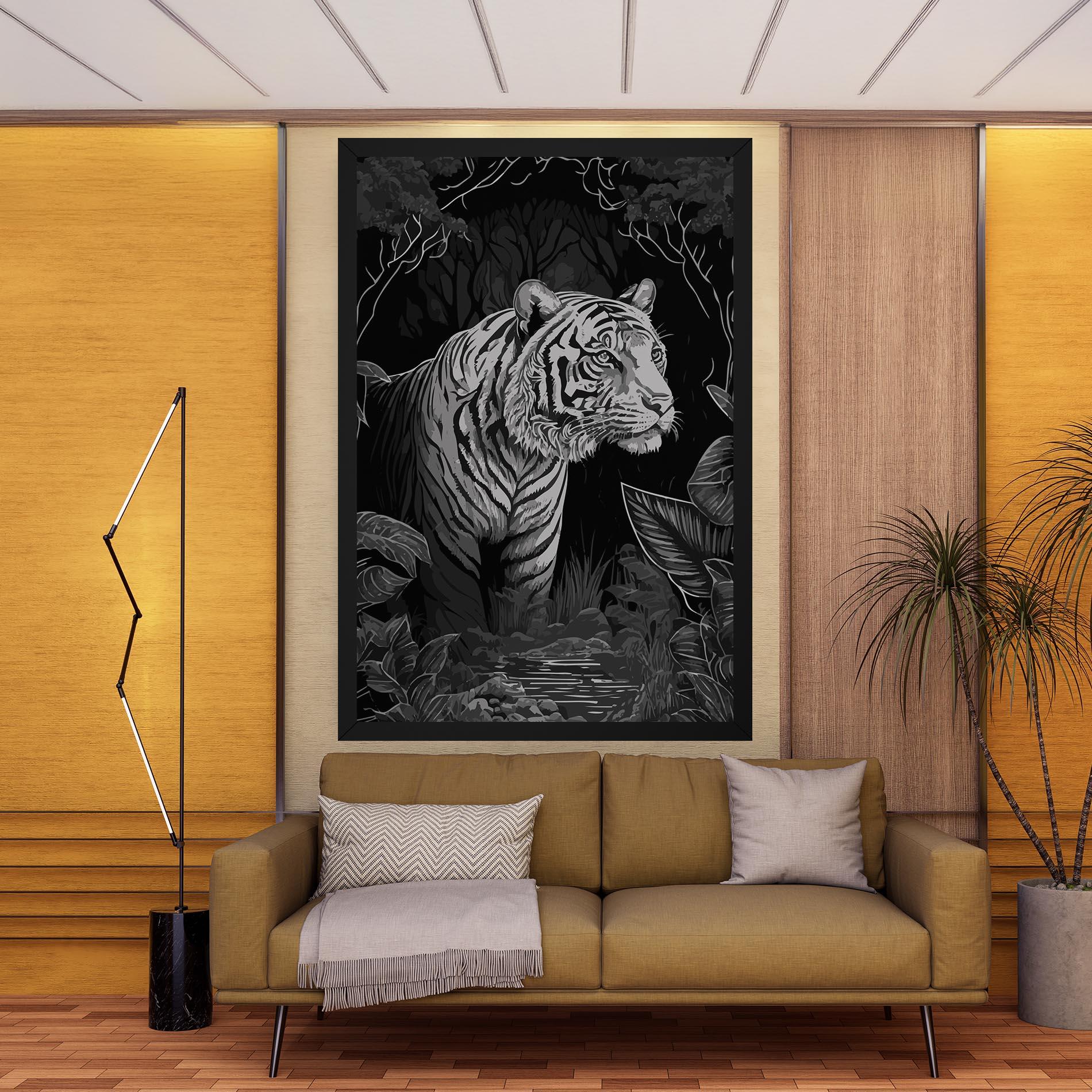 Картина на платно Grey Tiger mockup 9